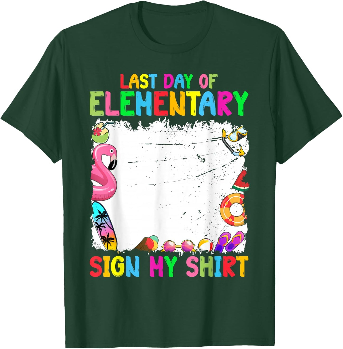 Last day of Elementary Sign My Funny Student Kids Boys T-Shirt - T-Shirt | Forest