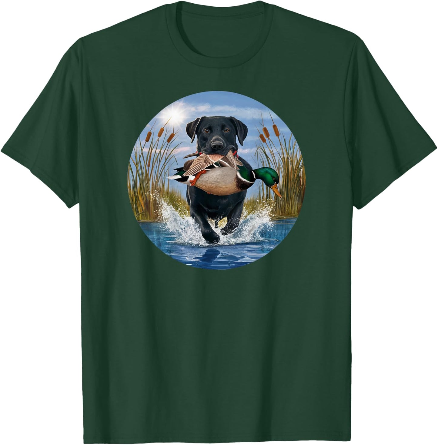 Black Lab Labrador Hunting Ducks Waterfowl Yellow lab T-Shirt - T-Shirt | Forest