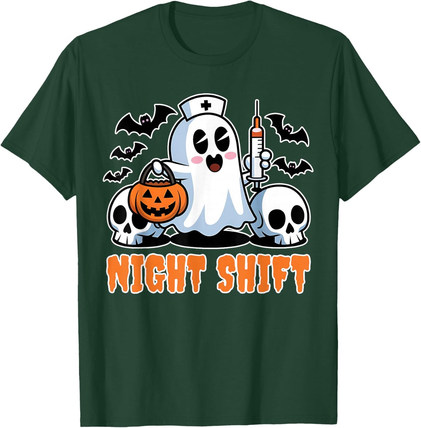 Halloween T Shirts for Nurses Night Shift Nurses Scrub Top T-Shirt - T-Shirt | Forest