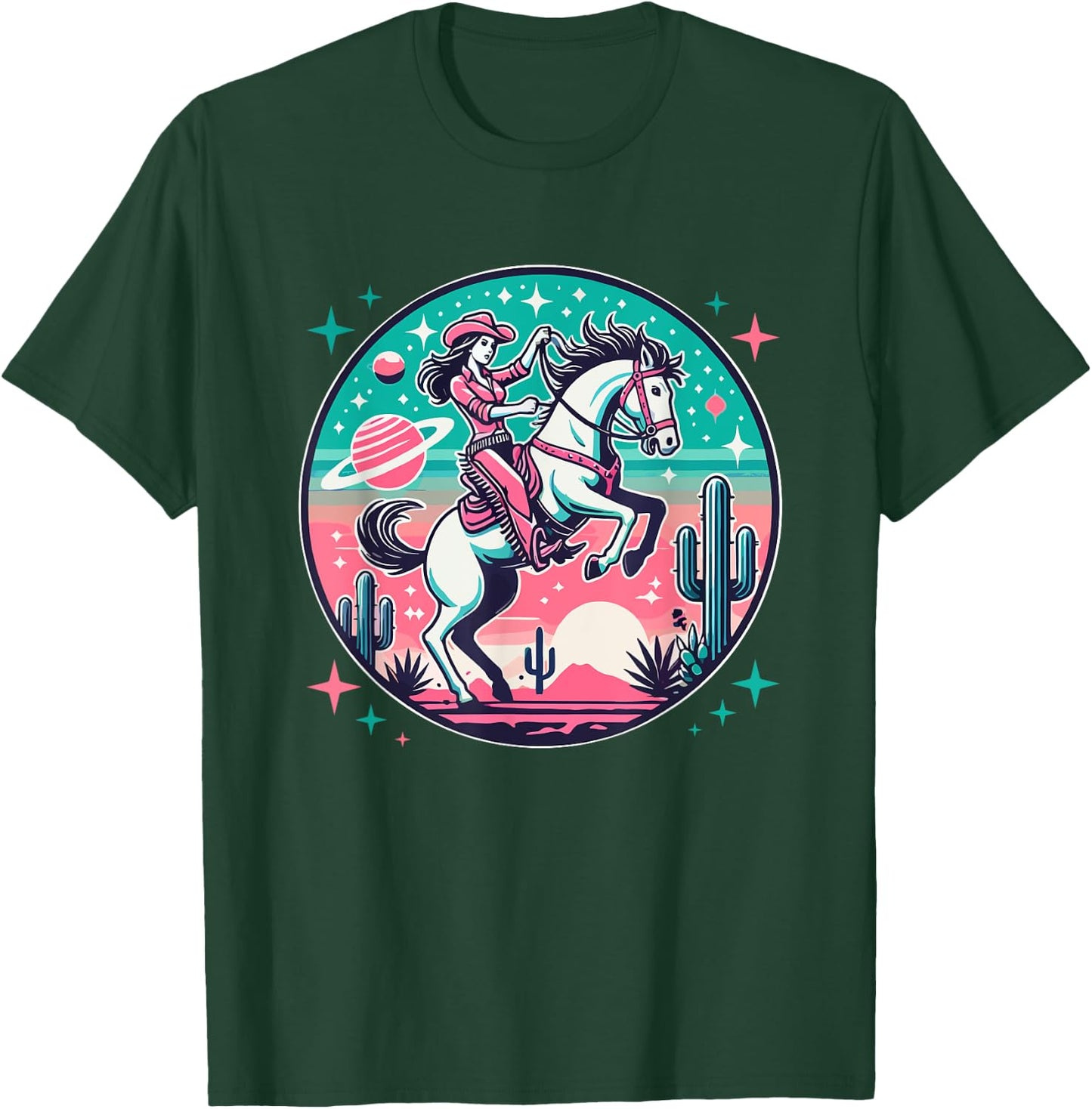 Space Cowgirl Outfit Cosmic Costume Galactic Western Riding T-Shirt - T-Shirt | Forest