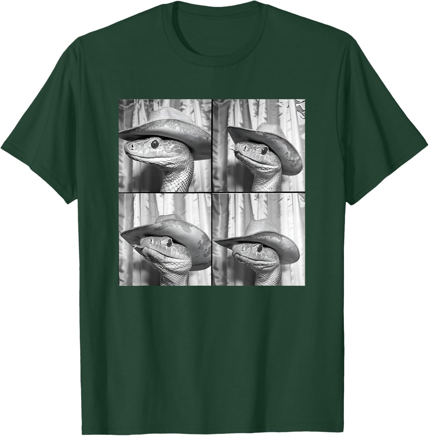 Snake Wearing Cowboy Hat Funny Animal Photobooth Rattlesnake T-Shirt - T-Shirt | Forest