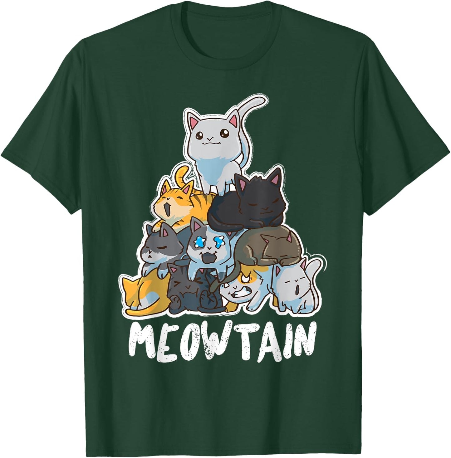 Anime Cats Kawaii Neko Pile Moewtain T-Shirt - T-Shirt | Forest