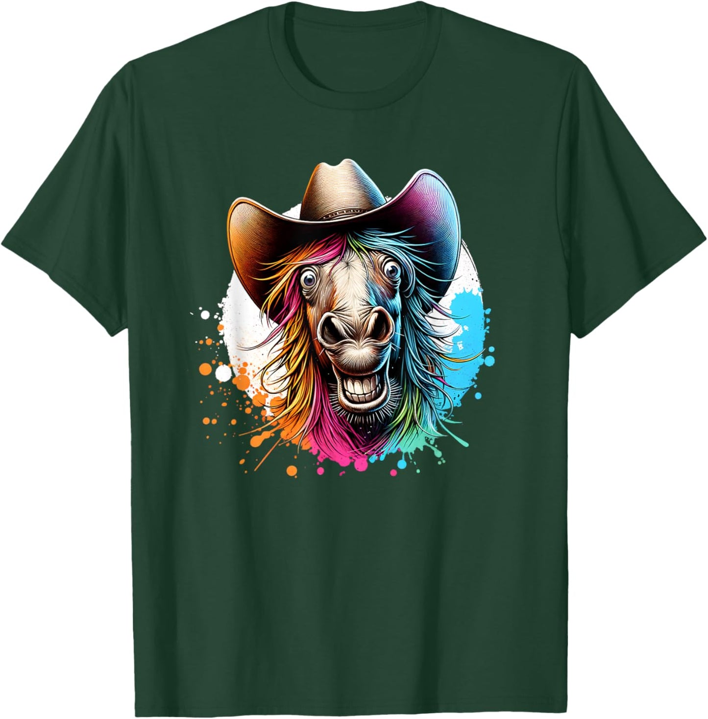 Funny Horse With Cowboy Hat T-Shirt - T-Shirt | Forest