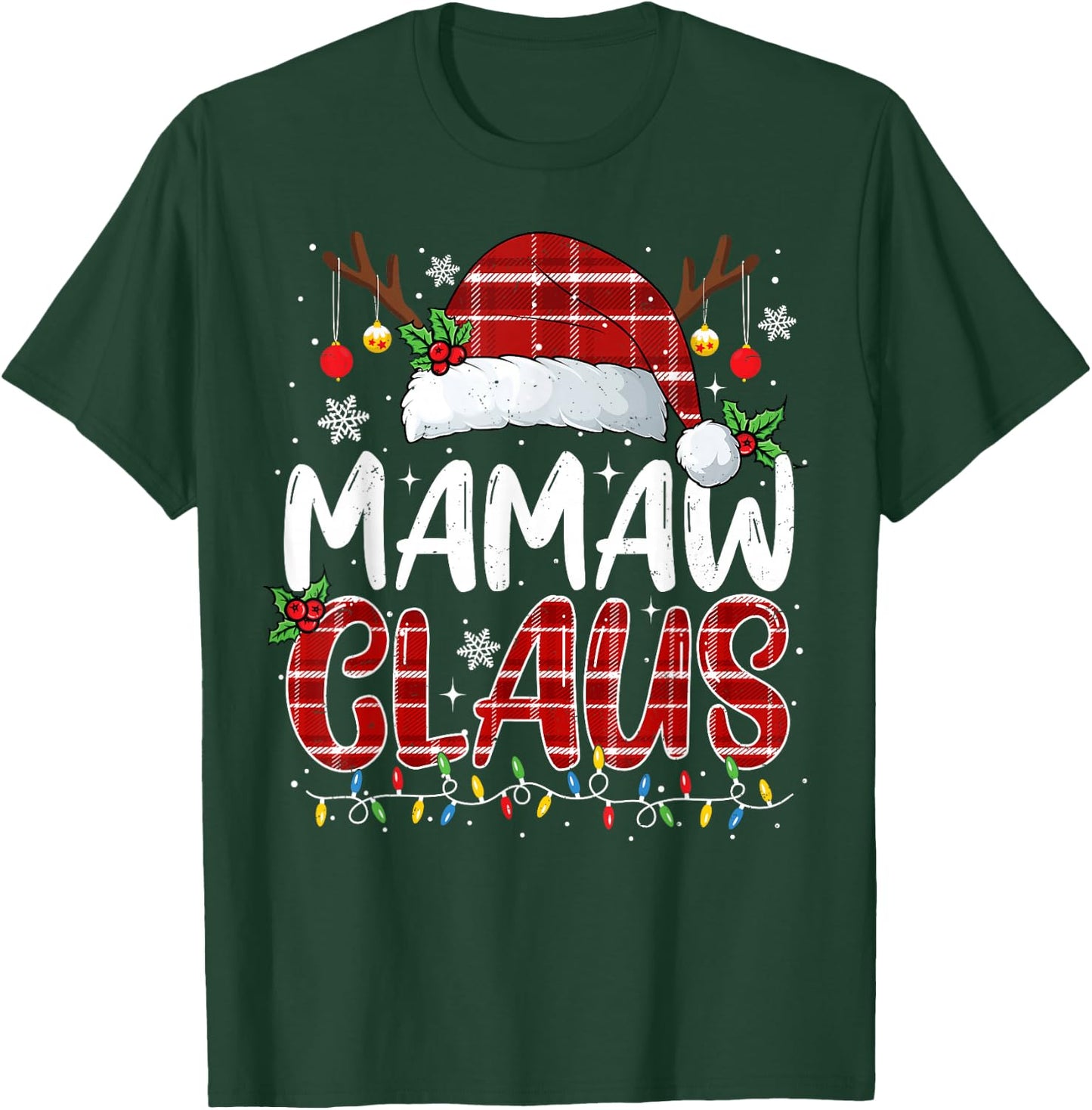 Mamaw Claus Christmas Lights Pajama Family Matching T-Shirt - T-Shirt | Forest