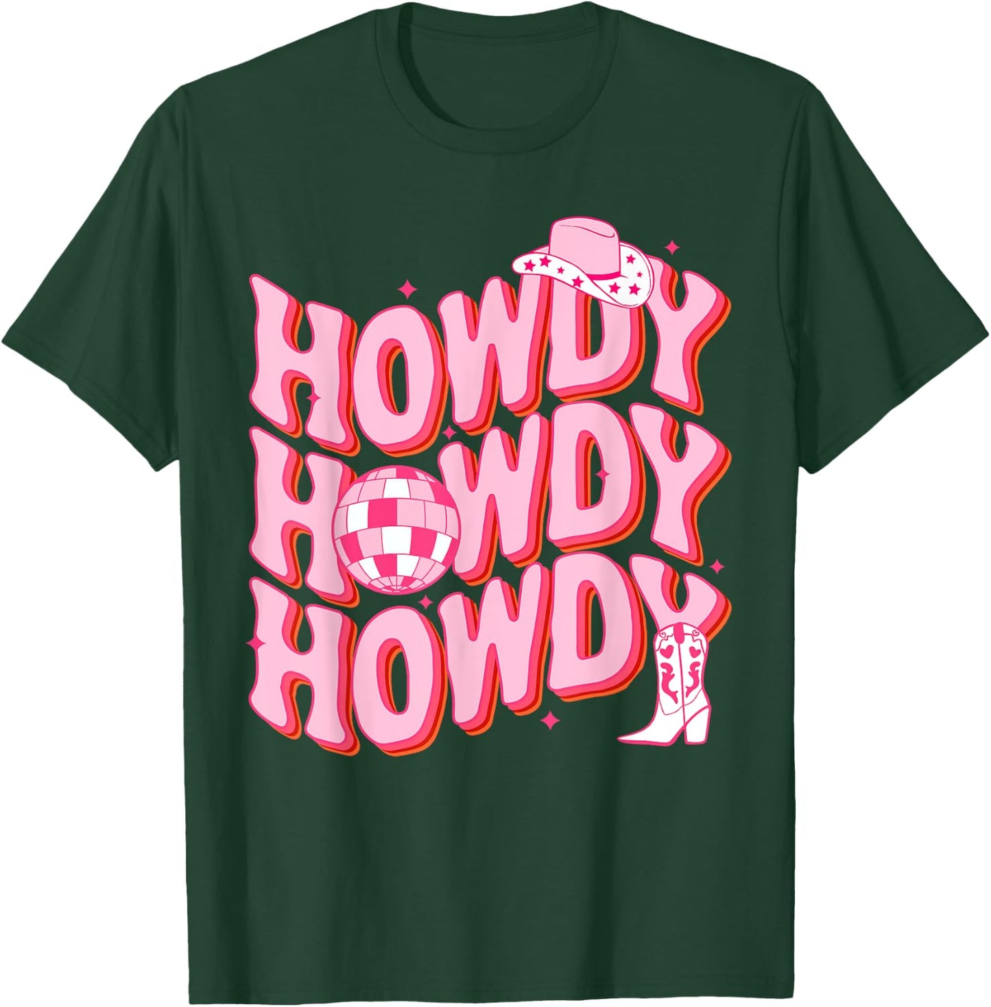 Howdy Southern Western Girl Country Rodeo Pink Cowgirl Disco T-Shirt - T-Shirt | Forest