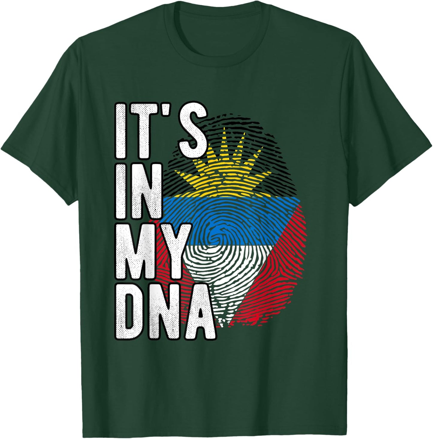 Funny it's in my DNA Antigua and Barbuda flag Fingerprint T-Shirt - T-Shirt | Forest