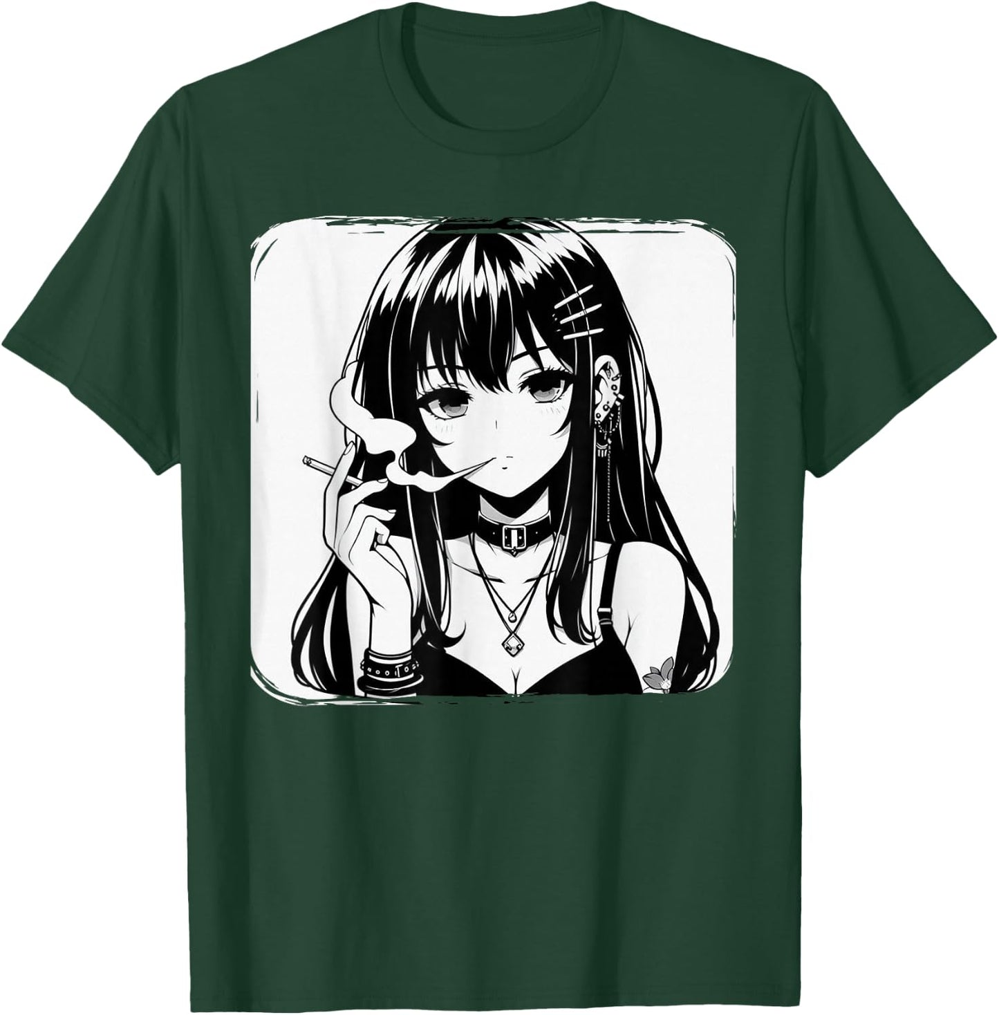 Anime Horror Girl Aesthetic Grunge Waifu Japanese Otaku T-Shirt - T-Shirt | Forest