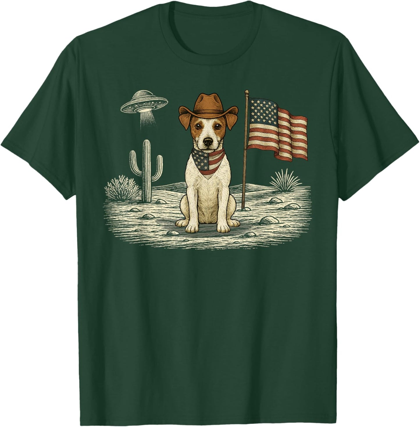 Jack Russell Terrier 4th of July US American Flag Patriotic T-Shirt - T-Shirt | Forest