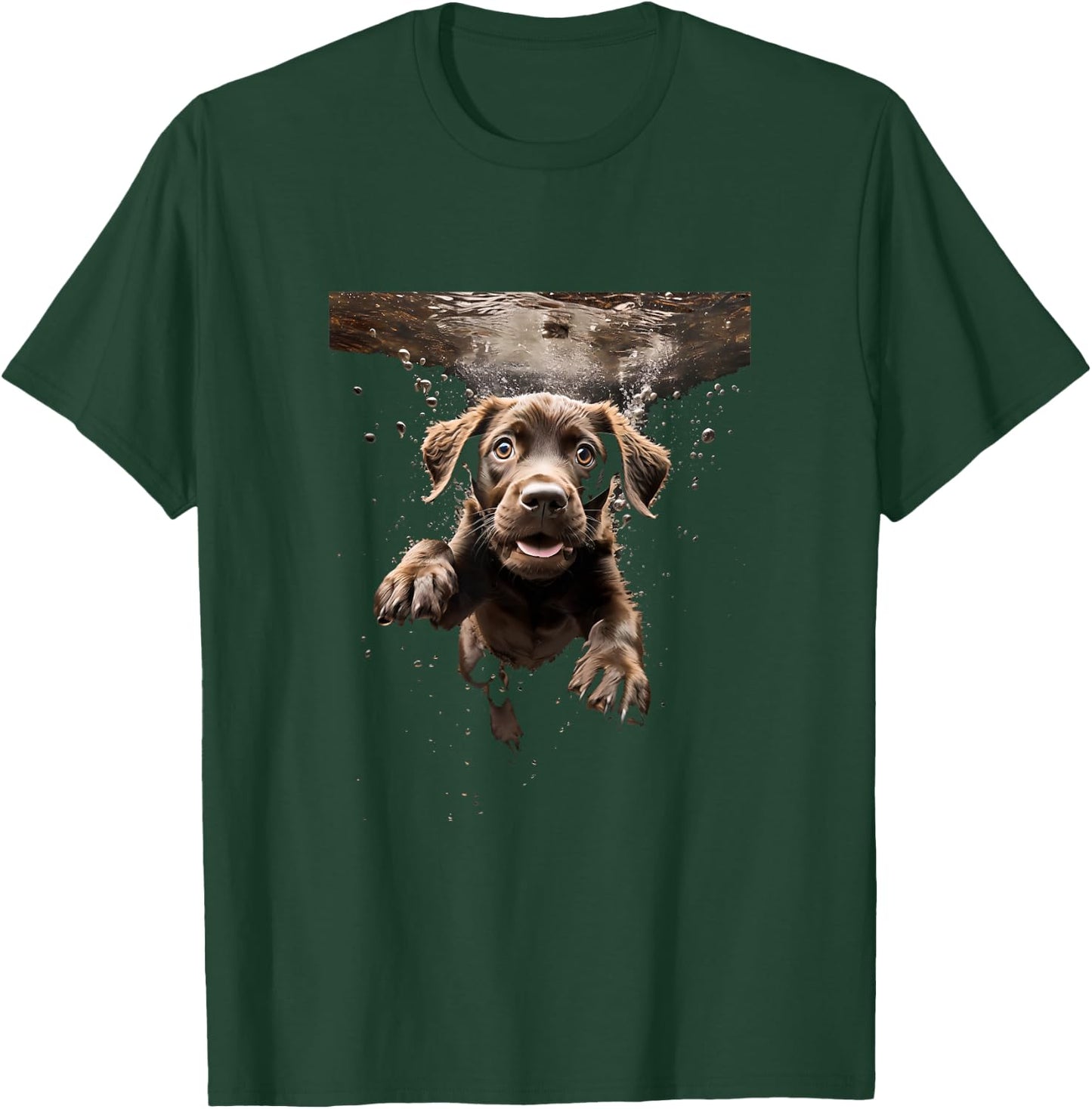 Labrador Retriever Dog Diving Swimming Underwater T-Shirt - T-Shirt | Forest