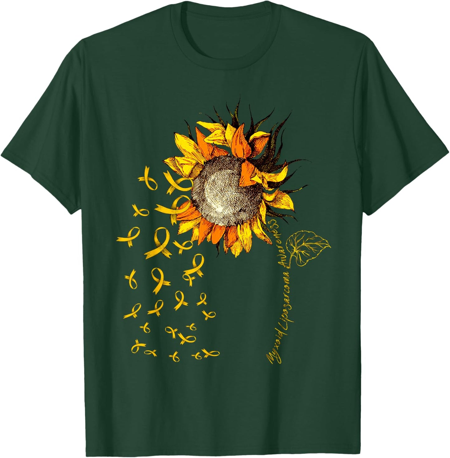 MYXOID LIPOSARCOMA Awareness Sunflower Yellow Ribbon T-Shirt - T-Shirt | Forest