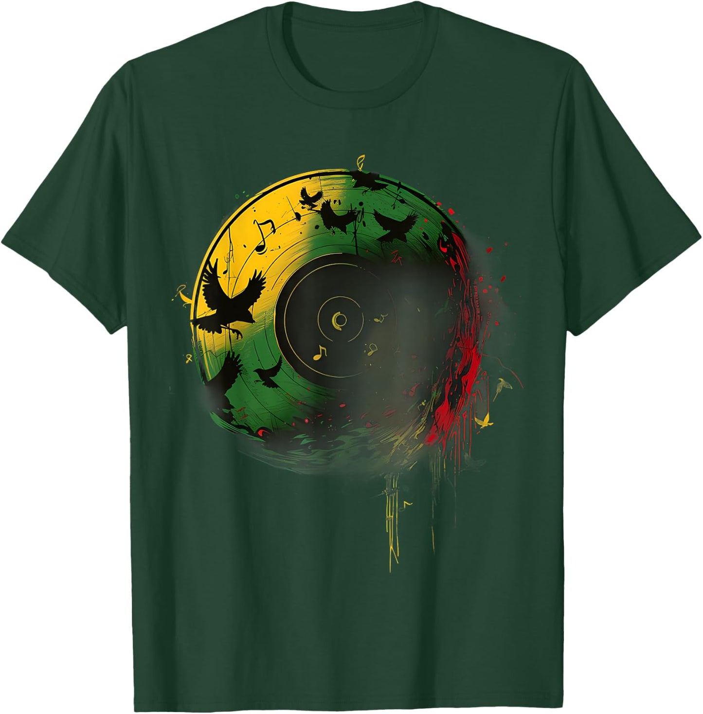 Reggae Music Vinyl Jamaican Pride Rastafarian Rasta T-Shirt - T-Shirt | Forest
