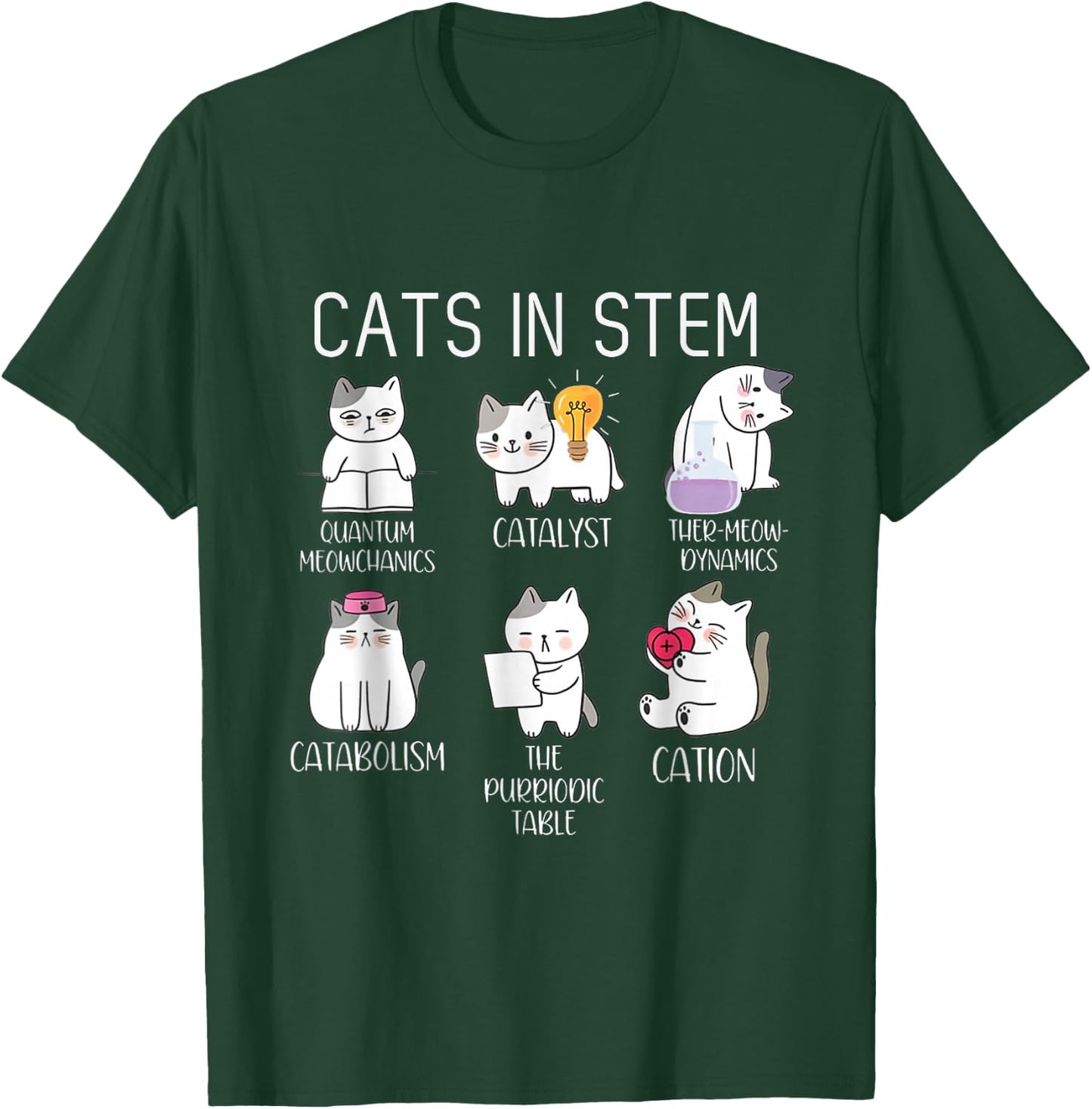 Funny Science Meme Cats In Stem Scientist Nerd Cat Lover T-Shirt - T-Shirt | Forest