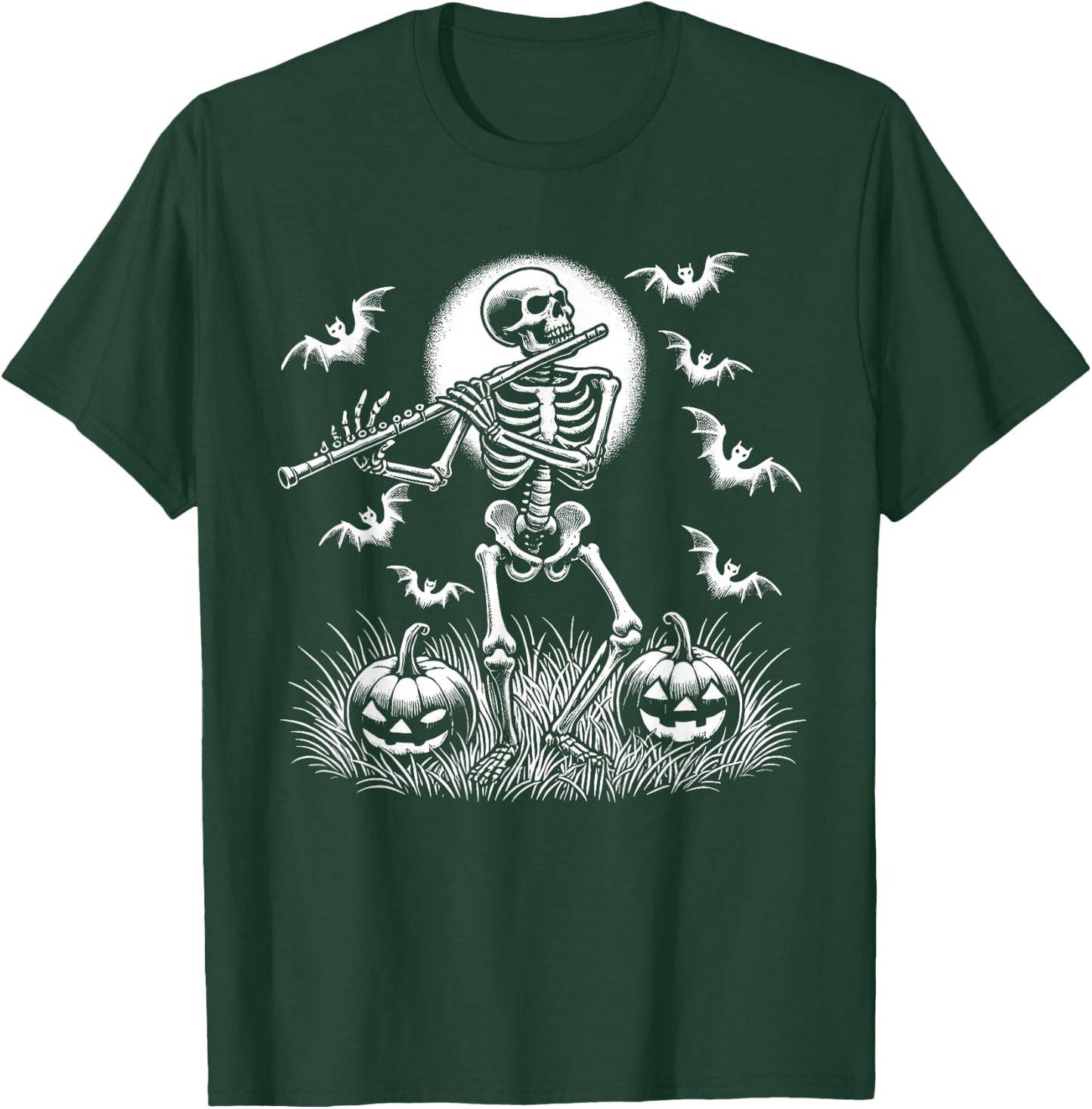 Funny Flute Skeleton Flutist Halloween Kids T-Shirt - T-Shirt | Forest