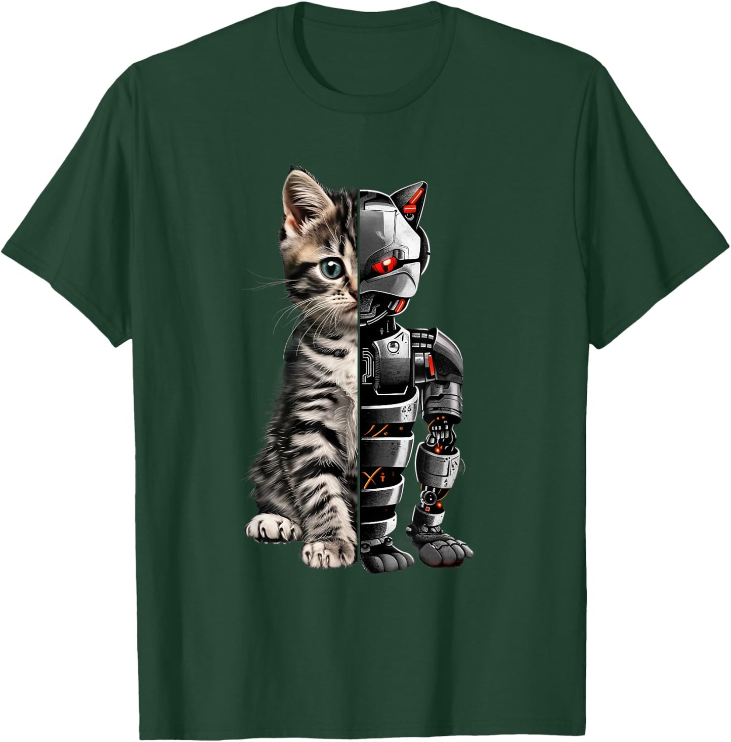Funny Cat Robot Animal Lover Cyborg Cat Robot Cat T-Shirt - T-Shirt | Forest