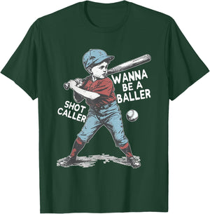 Wanna be a baller shot caller Retro baseball Vintage Boy Kid T-Shirt - T-Shirt | Forest
