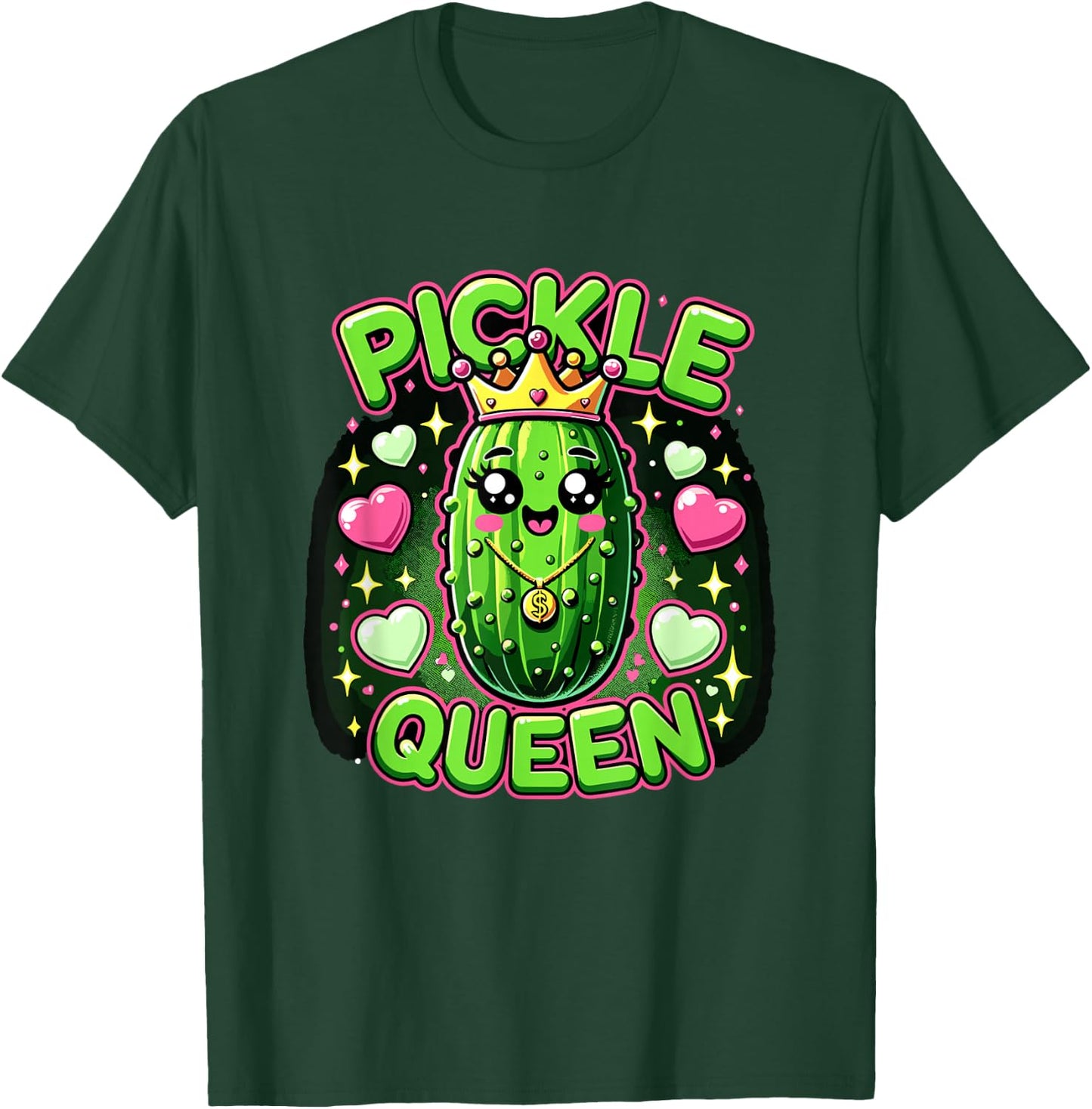 Pickle Queen for Girls and Women funny pickle T-Shirt - T-Shirt | Forest