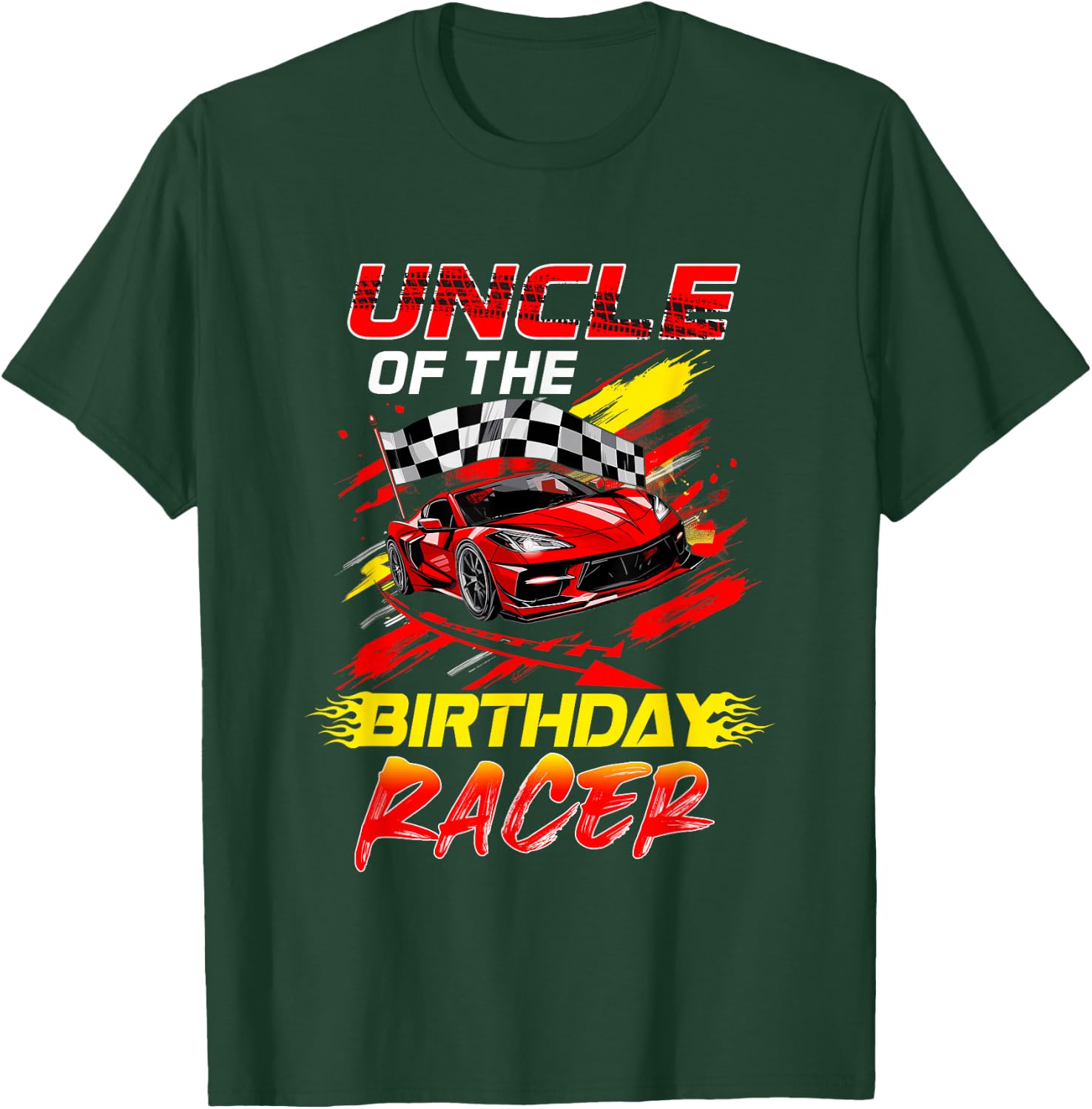 Uncle Of The Birthday Racer Race Car Party Family Matching T-Shirt - T-Shirt | Forest