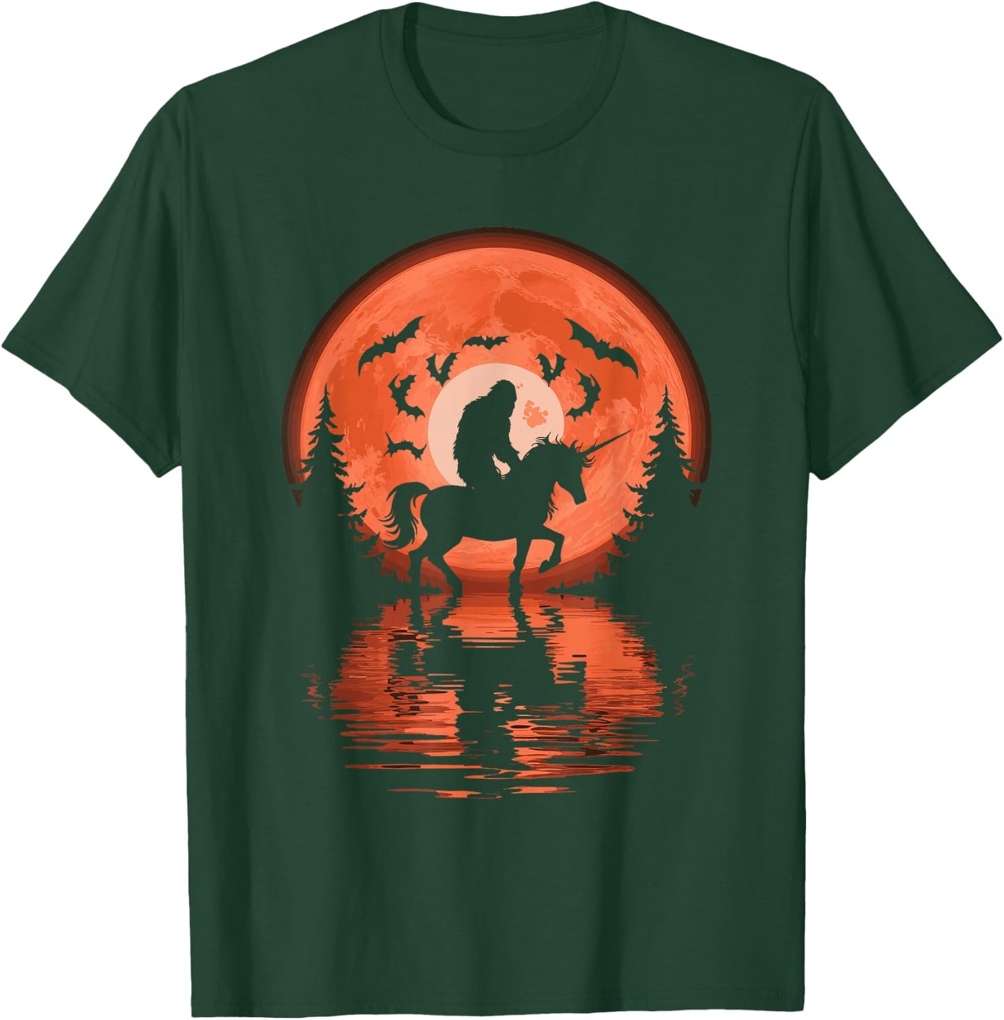 Bigfoot Riding Unicorn T-Shirt - T-Shirt | Forest