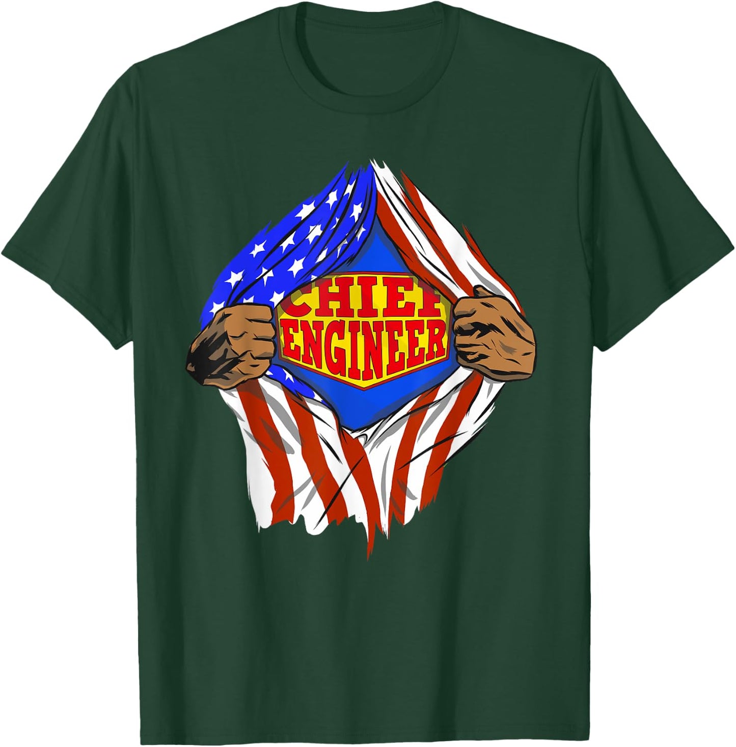 Funny Super Chief Engineer Hero Job T-Shirt - T-Shirt | Forest