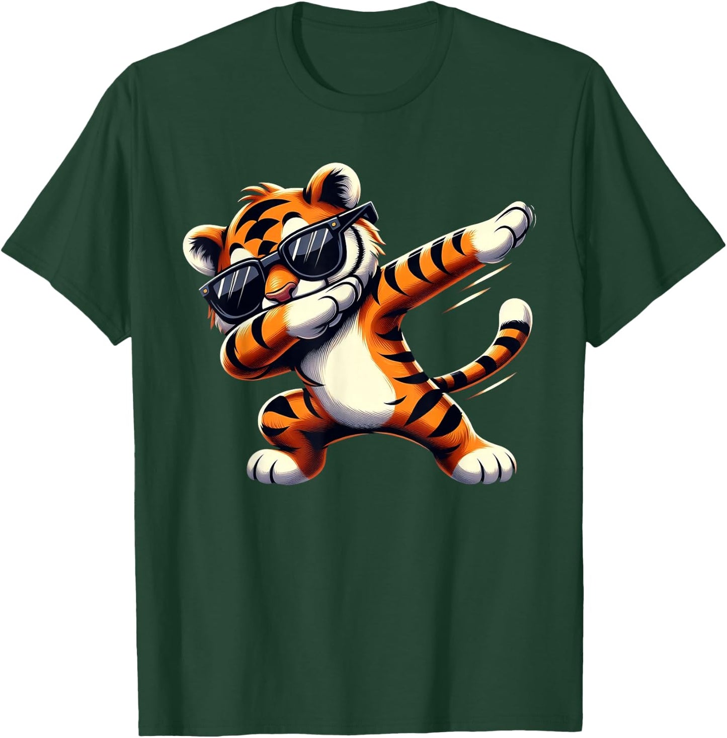 Dabbing Tiger Wearing Hip Hop Graphic Cool Dabbing Tiger T-Shirt - T-Shirt | Forest