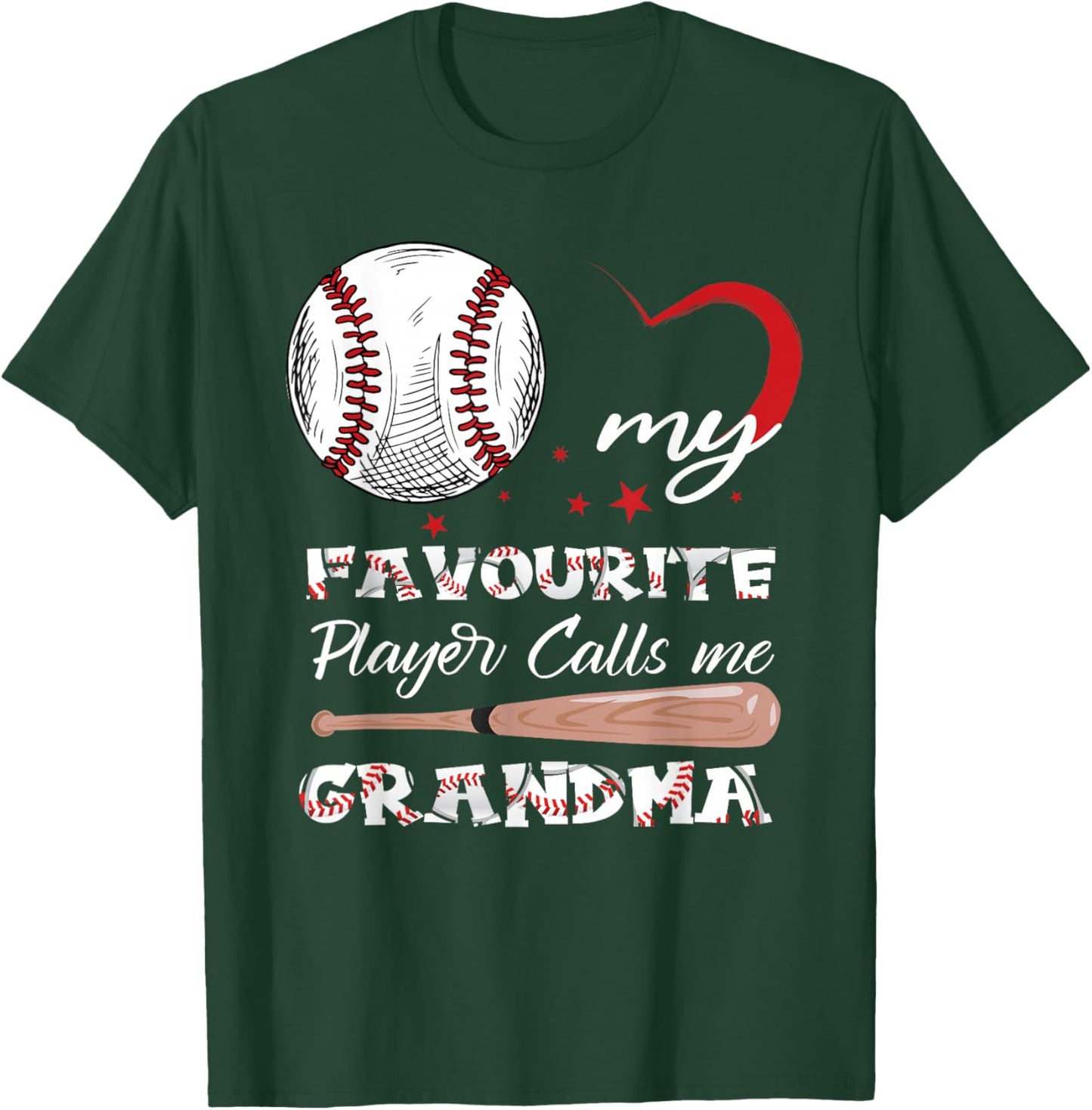 My Favorite Player Calls Me Grandma Baseball Women T-Shirt - T-Shirt | Forest