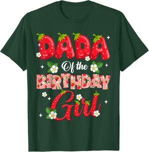 Dad Mom Dada Birthday Girl Strawberry Berry Sweet One Two T-Shirt - T-Shirt | Forest