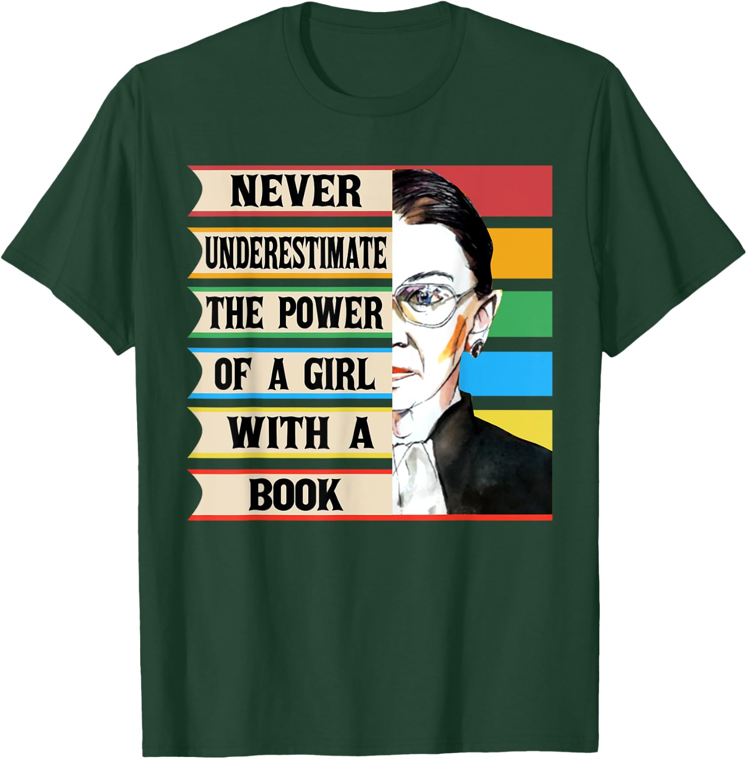 Vintage Never Underestimate The Power Of A Girl With A Book T-Shirt - T-Shirt | Forest