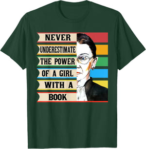 Vintage Never Underestimate The Power Of A Girl With A Book T-Shirt - T-Shirt | Forest