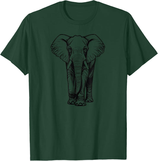 Cute Elephant, simple line drawing, conservation T-Shirt - T-Shirt | Forest