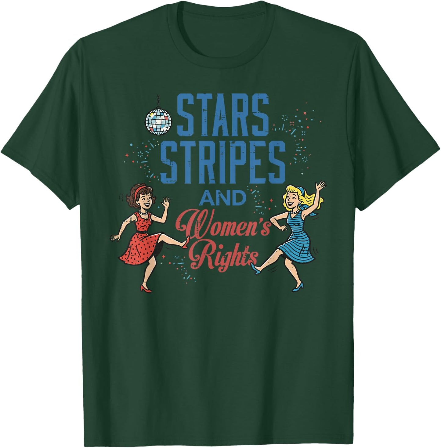 4th of July Stars Stripes Rights Equality Women Men T-Shirt - T-Shirt | Forest