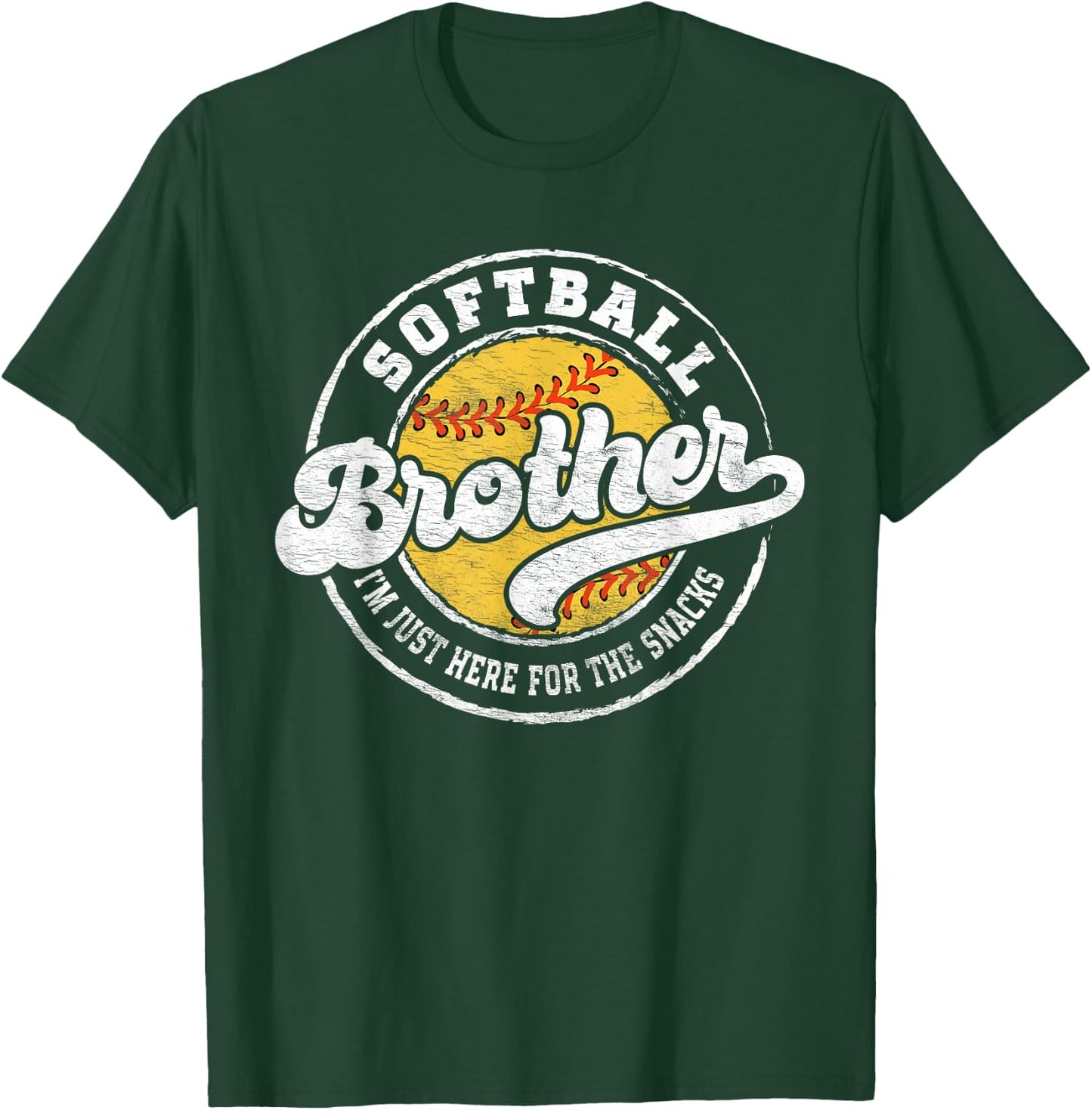 Softball Little Brother Big Matching Bro Family Crazy Proud T-Shirt - T-Shirt | Forest