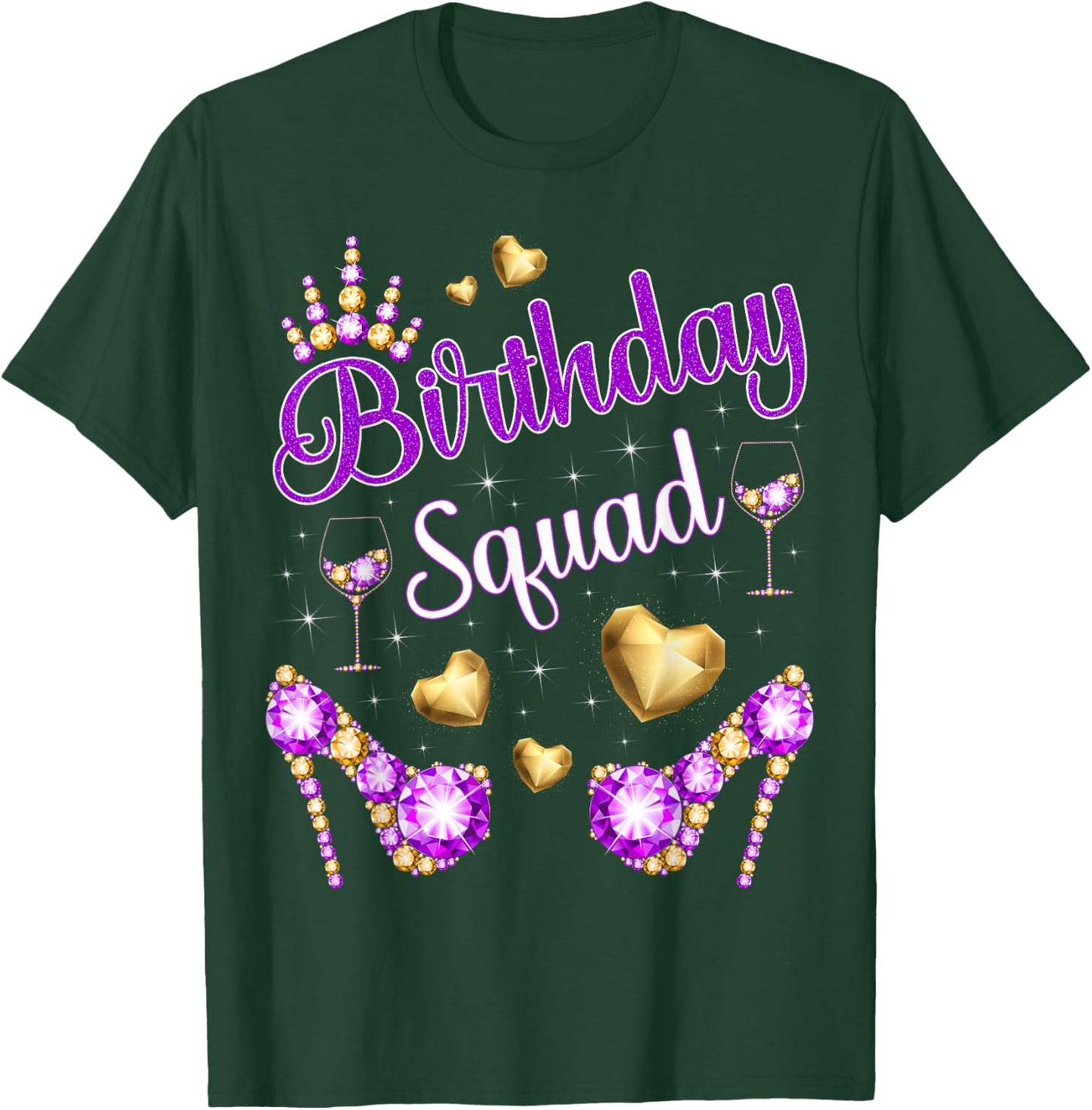 Birthday Squad Hearts High Heels Diva Squad Bday Crew Purple T-Shirt - T-Shirt | Forest