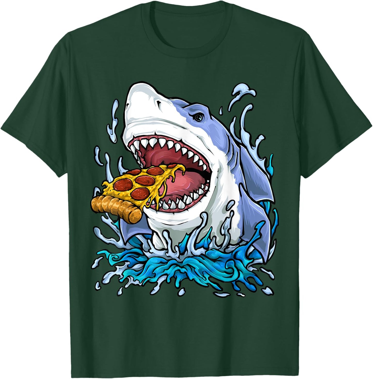 Shark Eating Pizza T-Shirt - T-Shirt | Forest