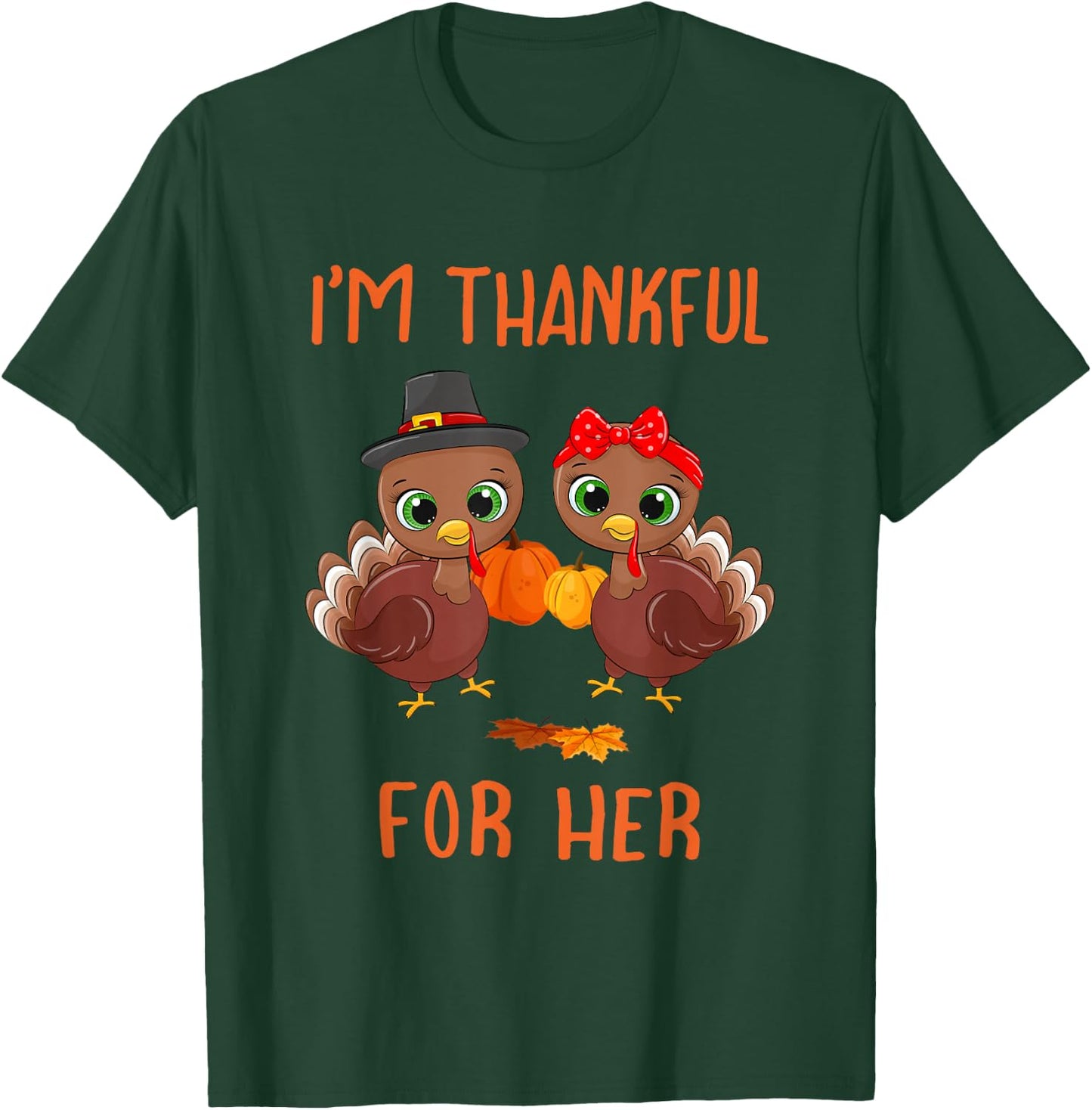 Thankful Funny Matching Him Her Thanksgiving Couple T-Shirt - T-Shirt | Forest