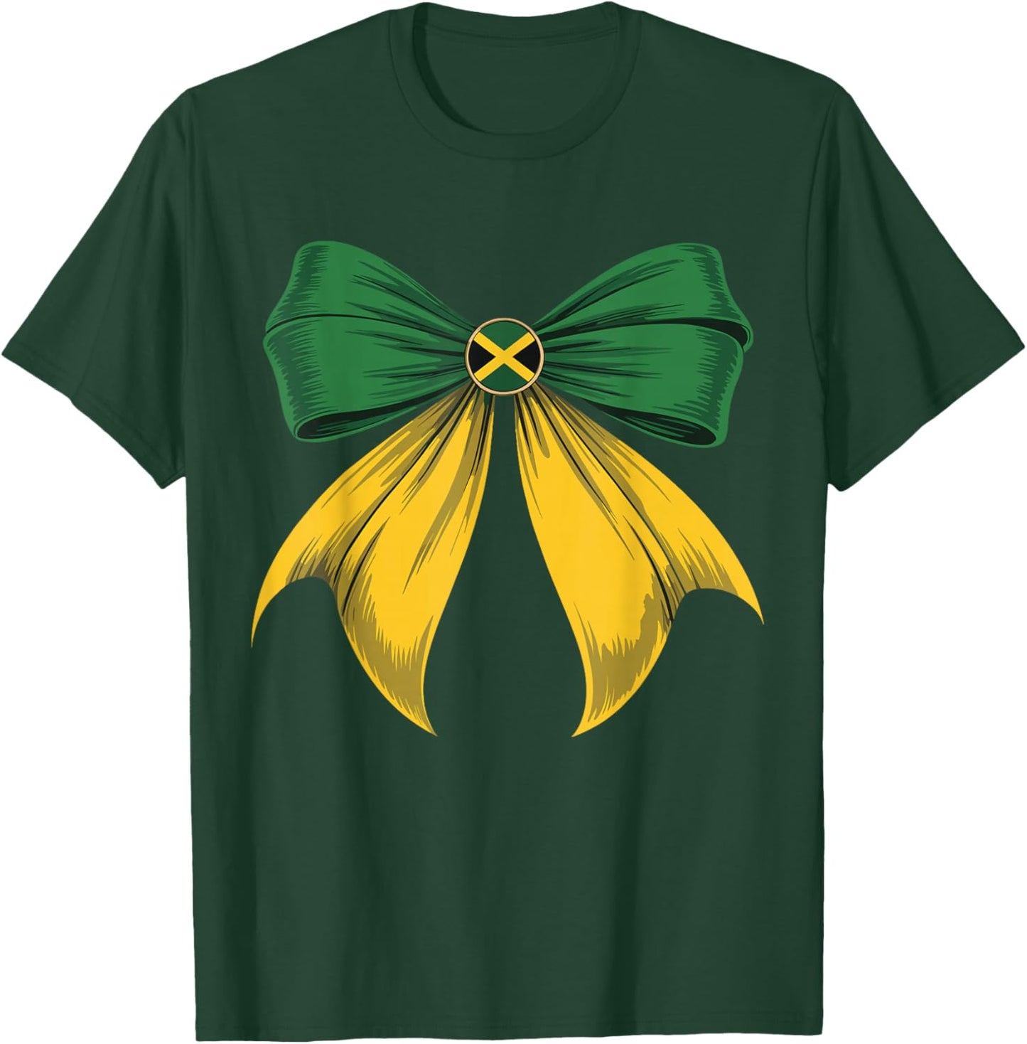 Jamaica Flag Jamaica Pride Coquette Bow Women Girls T-Shirt - T-Shirt | Forest