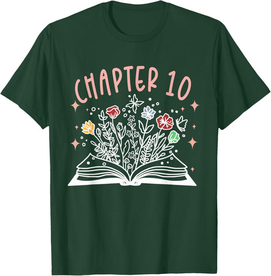 Chapter 10th Birthday Bookworm 10 Years Old For Book Loves T-Shirt - T-Shirt | Forest