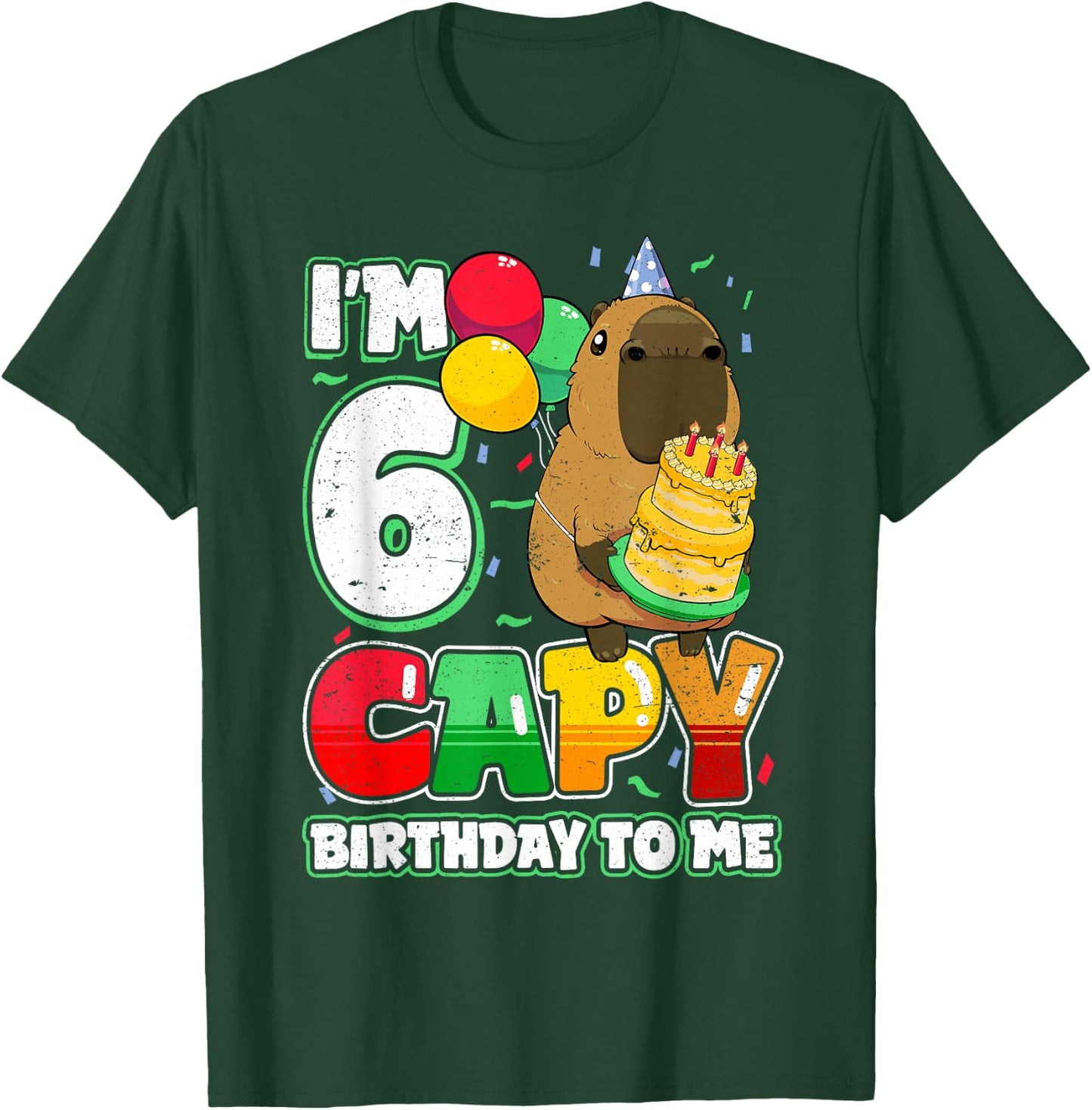 6 Years Old Capy Birthday to me 6th Birthday Capybara T-Shirt - T-Shirt | Forest