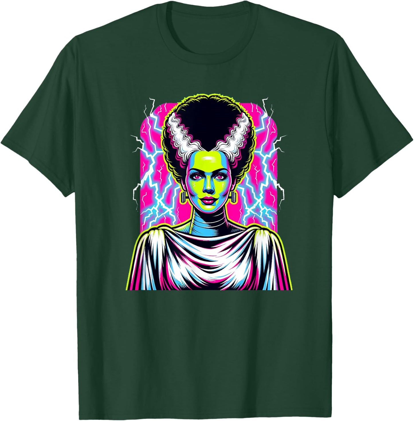 Bride of Frankenstein Bride Vibrant Classic Halloween Horror T-Shirt - T-Shirt | Forest