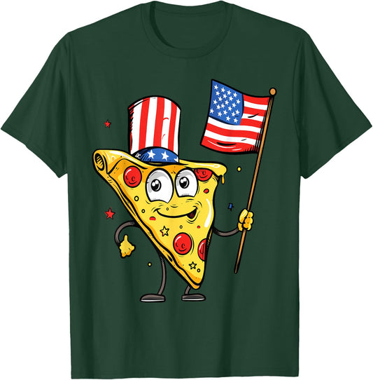 Funny Pizza USA American Flag 4th of July Food Patriotic T-Shirt - T-Shirt | Forest
