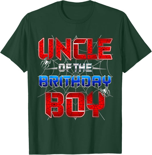 Uncle Of The Birthday Boy Spider Web Funny Family Birthday T-Shirt - T-Shirt | Forest