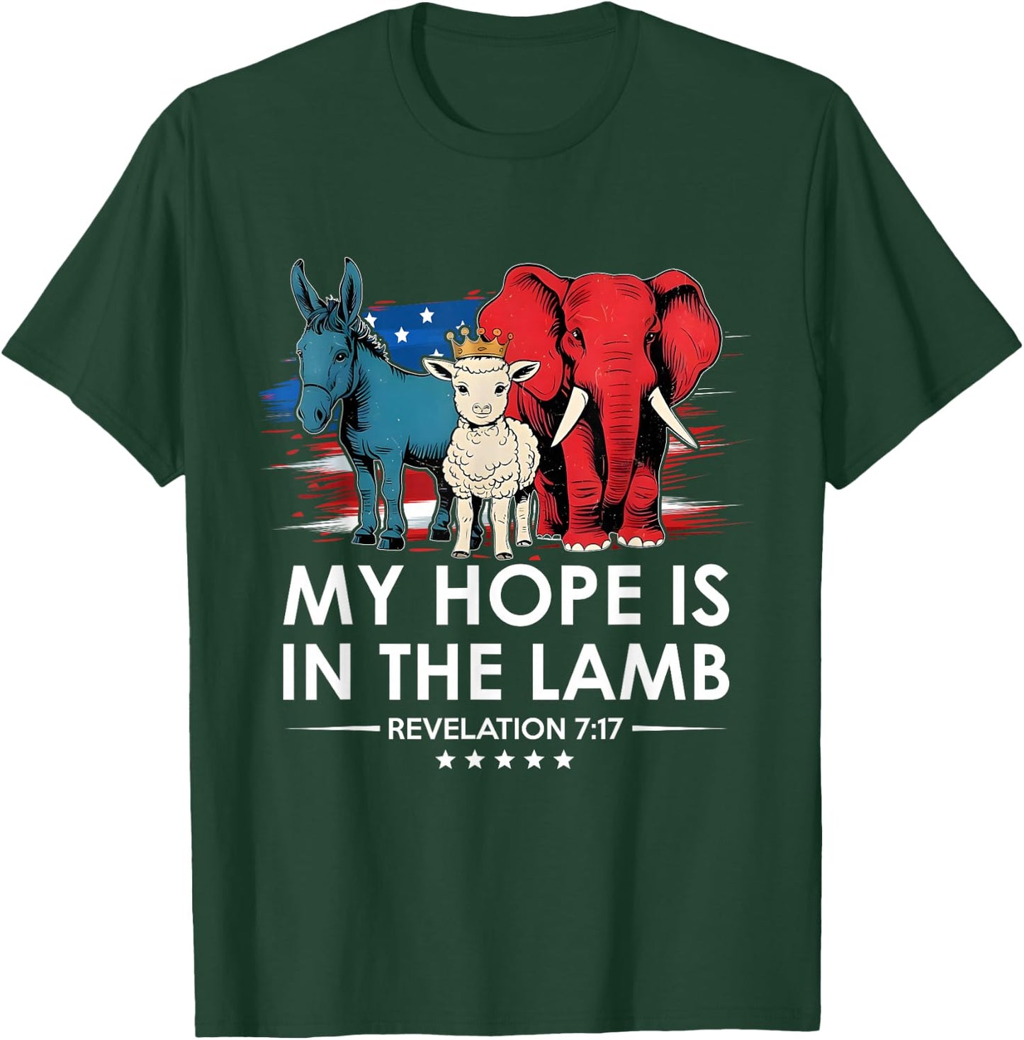 My Hope is in the Lamb Elephant Donkey USA Funny Scripture T-Shirt - T-Shirt | Forest