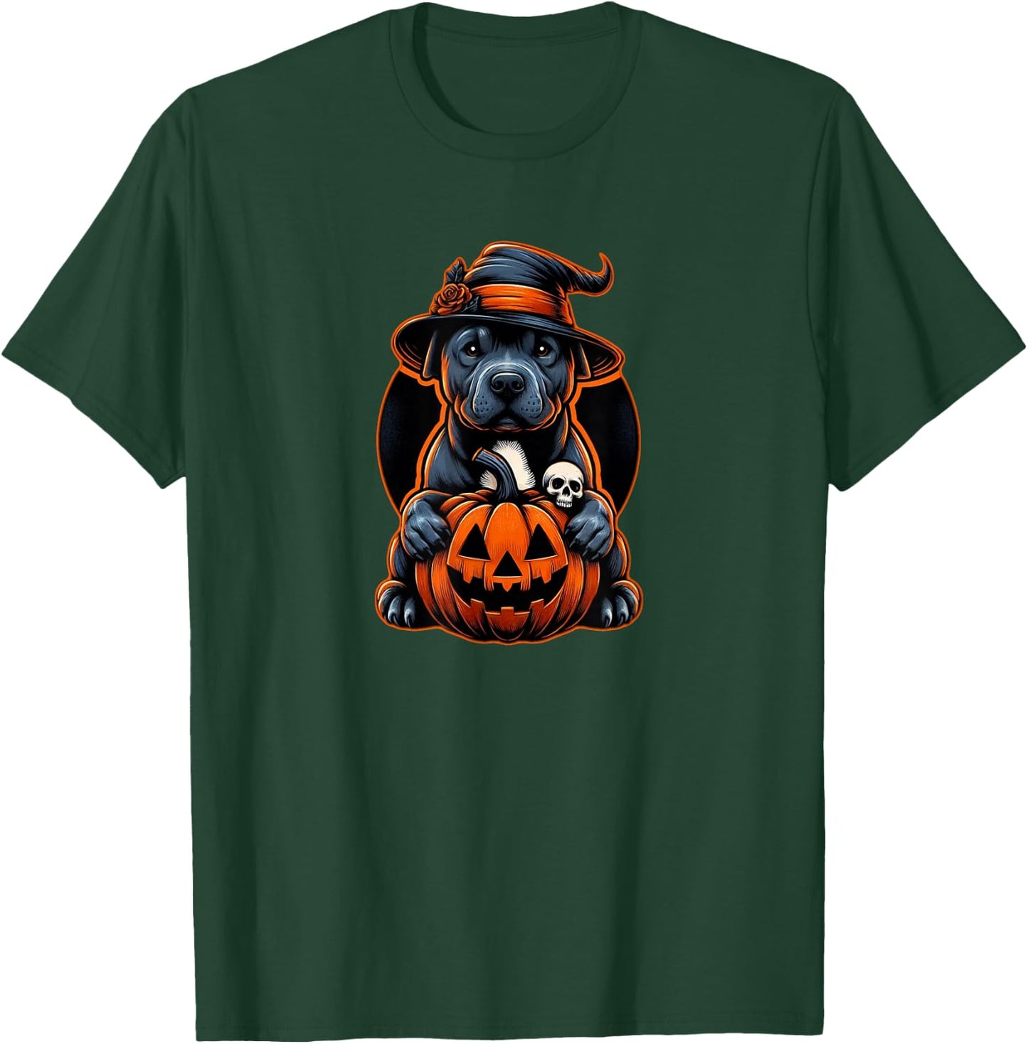 Pitbull Halloween - October Orange Dog T-Shirt - T-Shirt | Forest