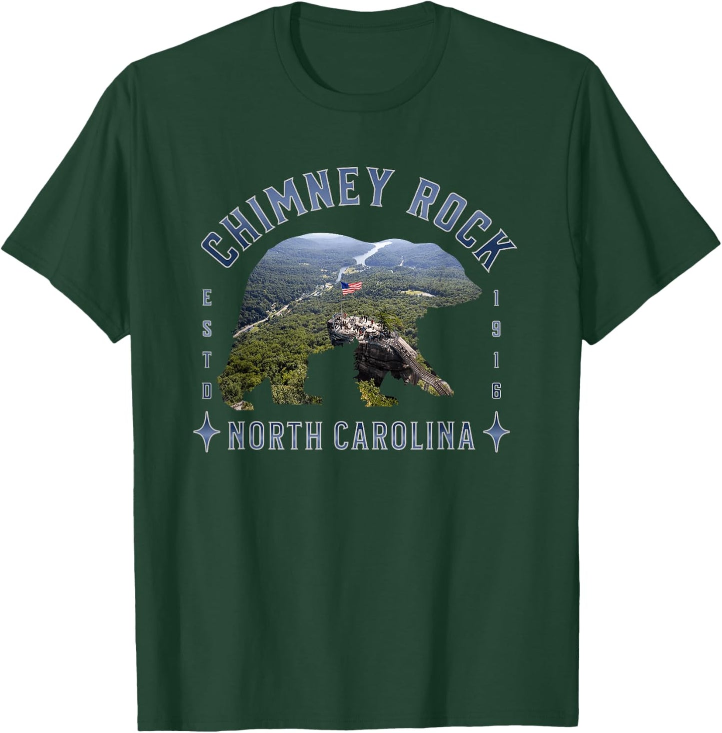 NC Black Bear Chimney Rock State Park Skyline North Carolina T-Shirt - T-Shirt | Forest