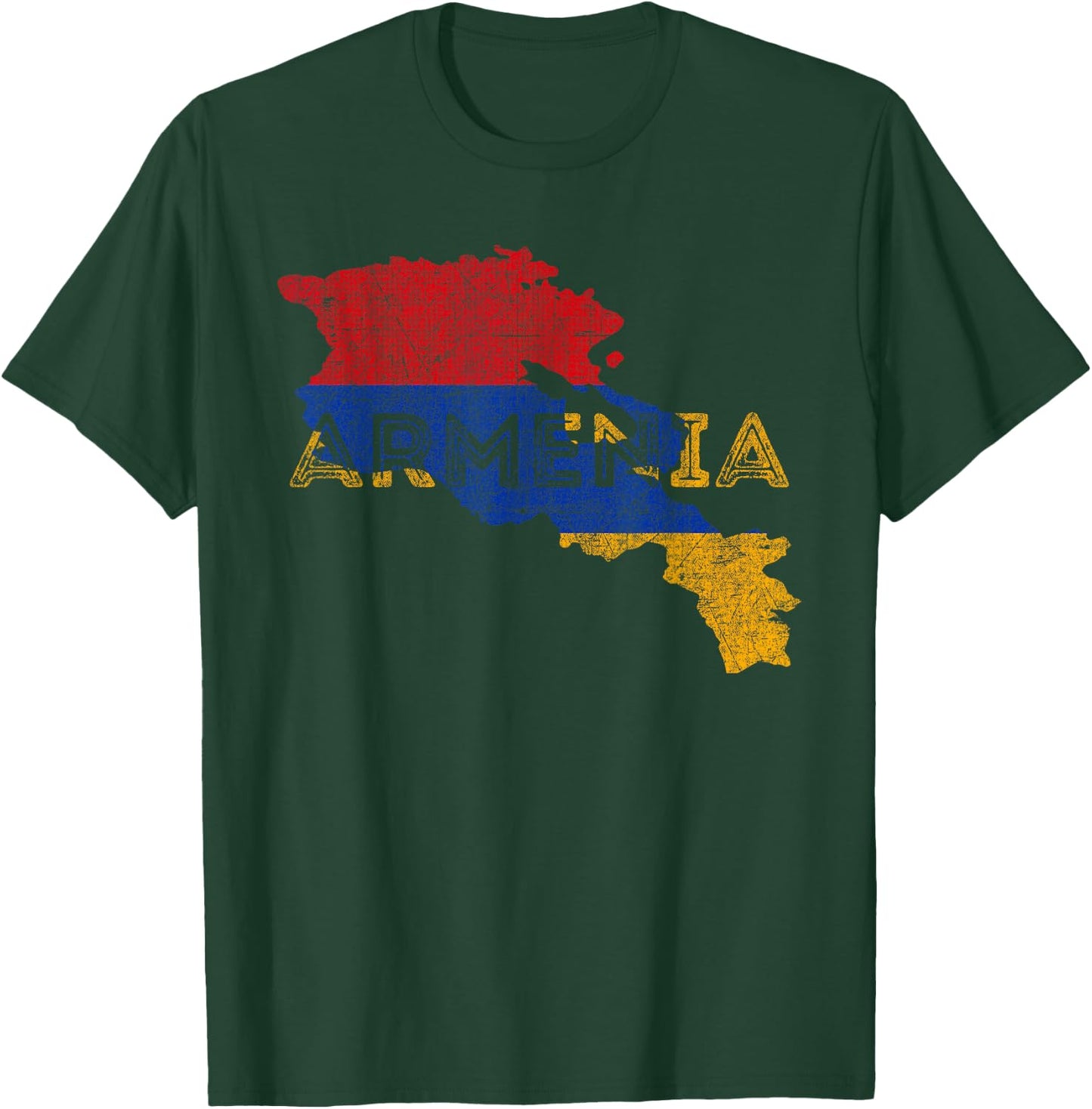 Armenian Map and Flag Souvenir - Distressed Armenia T-Shirt - T-Shirt | Forest