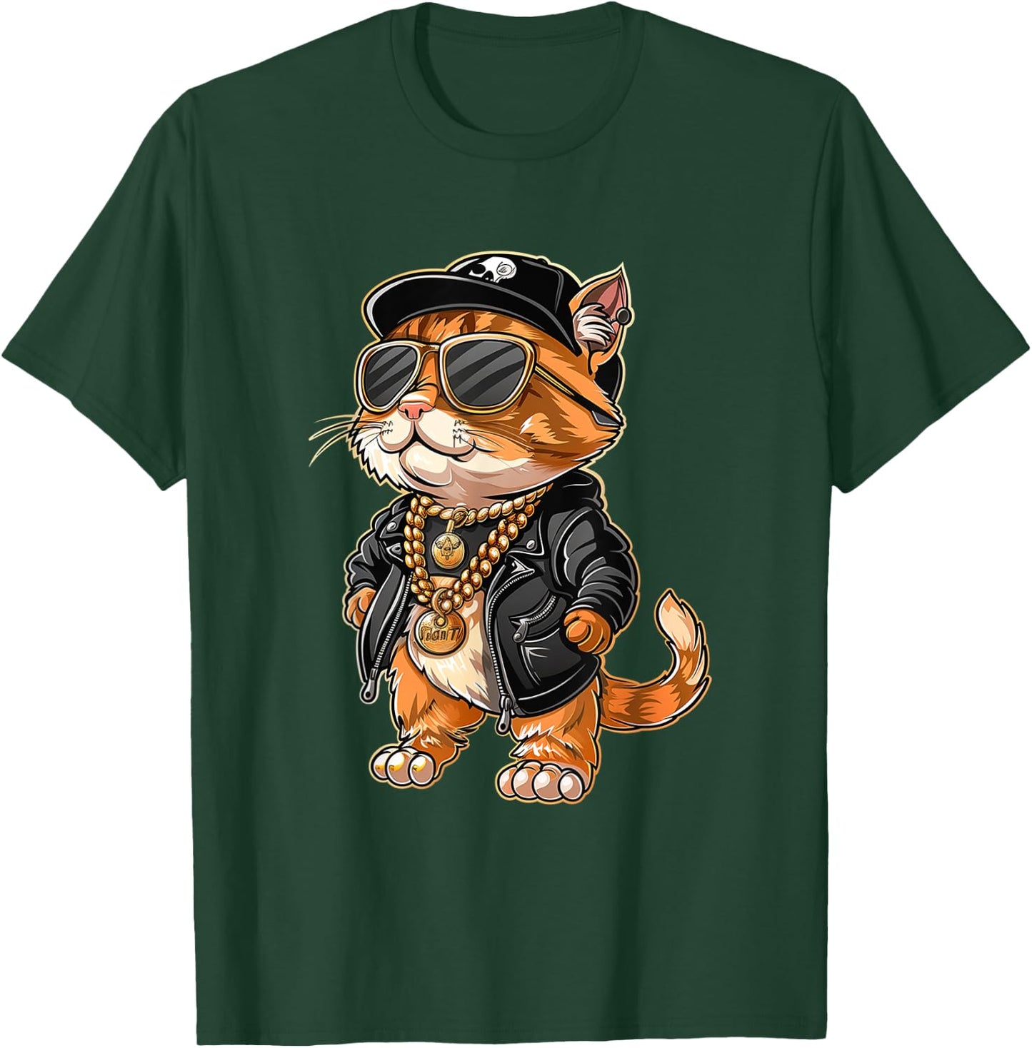 Cat Rapper Gift Cute Cat Rapper Cool Hip Hop Men Women Kids T-Shirt - T-Shirt | Forest