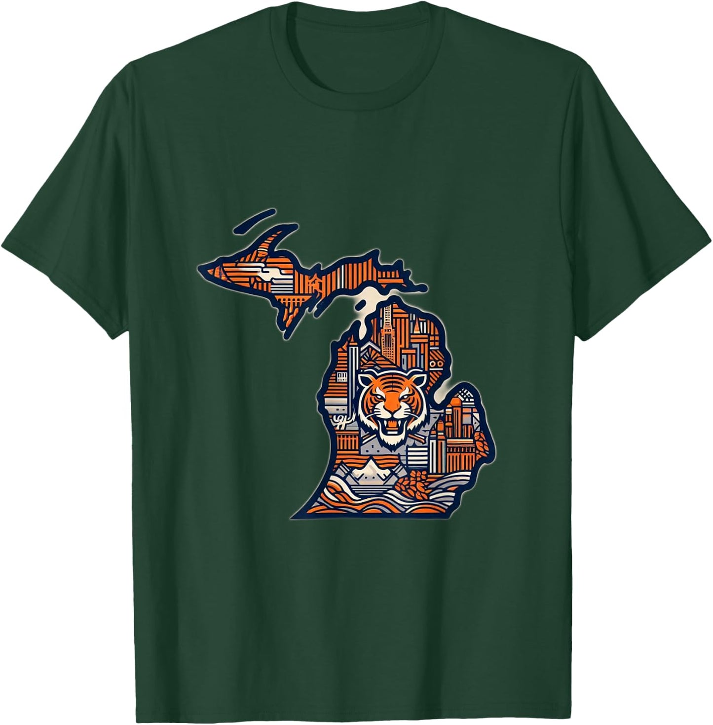 Michigan Vintage Detroit Design T-Shirt - T-Shirt | Forest