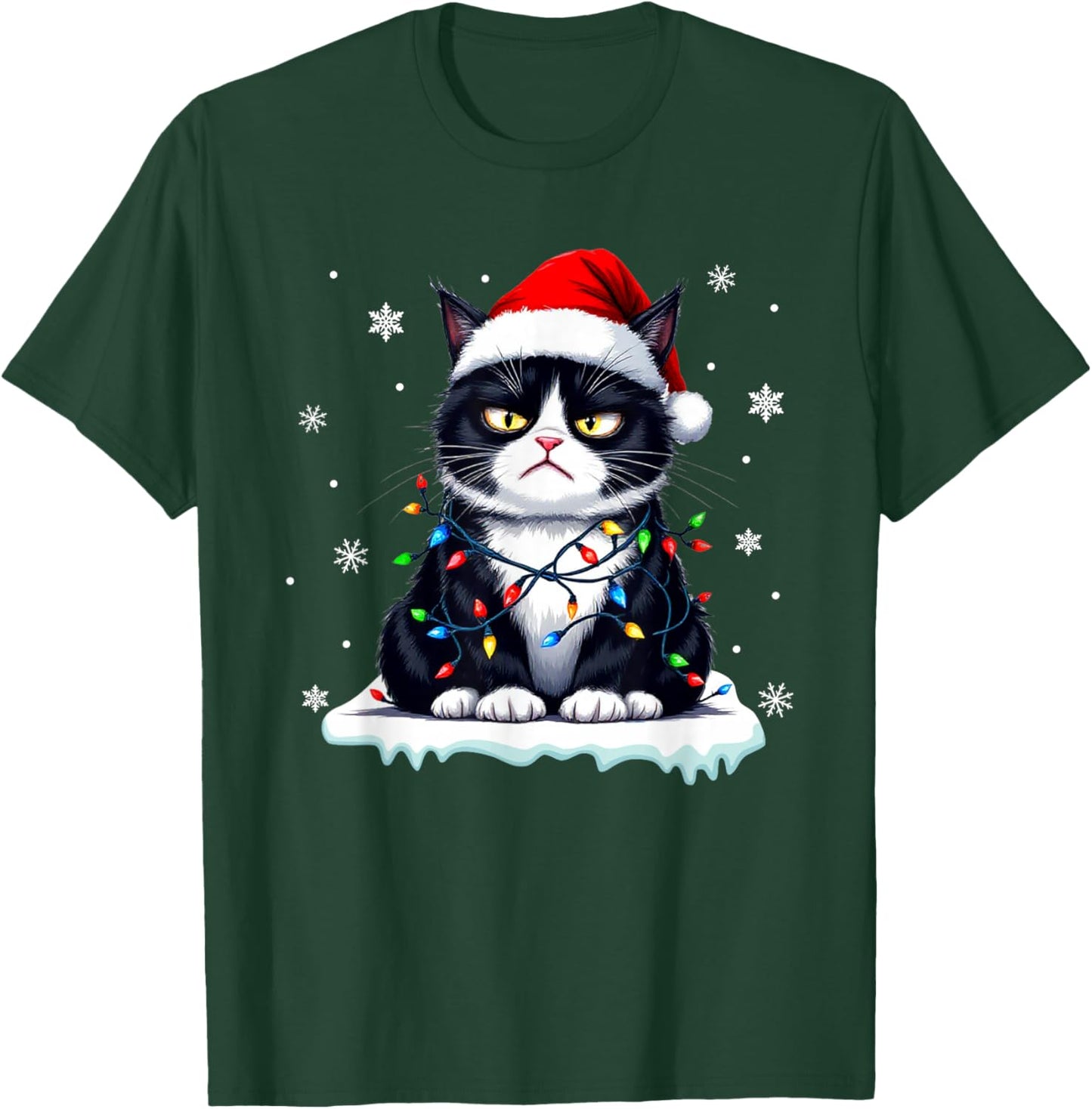 Christmas Pajamas Men Women Boys Girls Funny Cat T-Shirt - T-Shirt | Forest