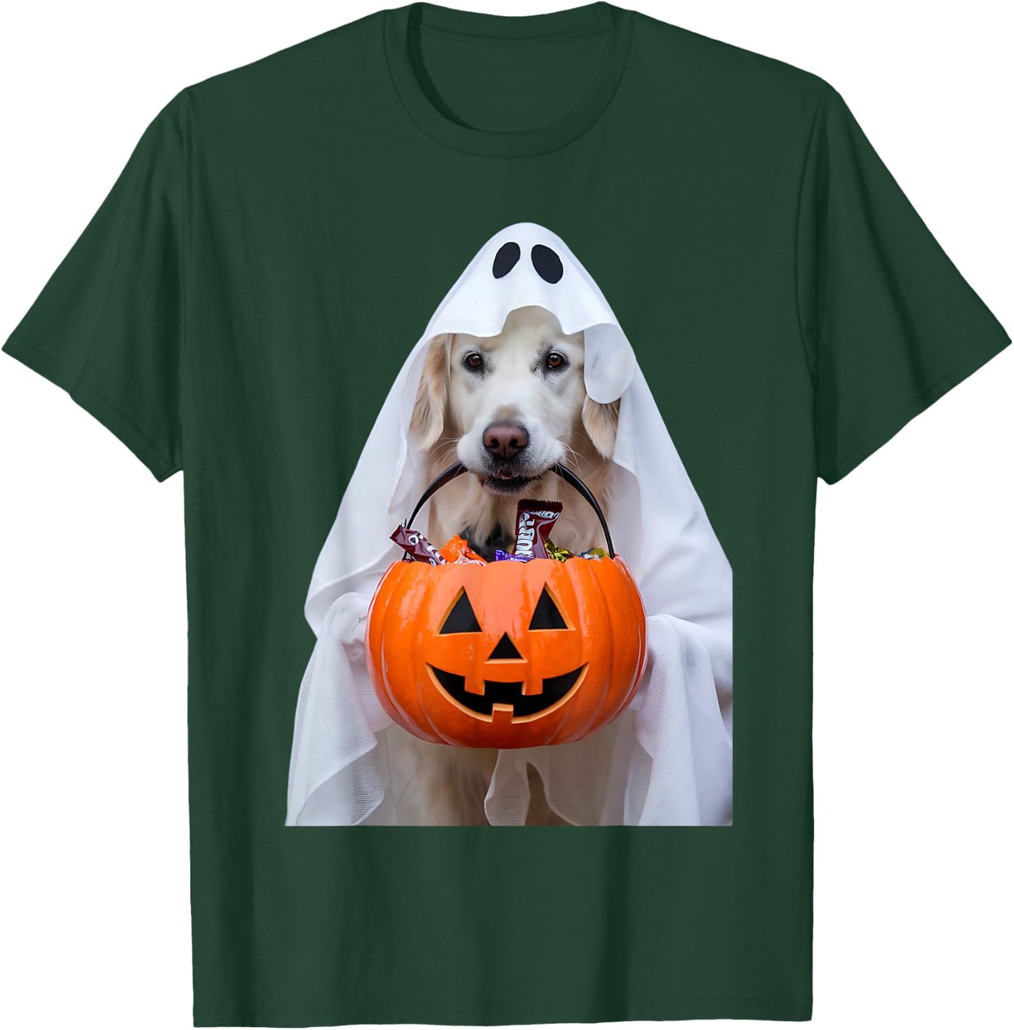 Halloween English Cream Golden Retriever Pumpkin Dog Mom Dad Men Women Girls Kids T-Shirt - T-Shirt | Forest