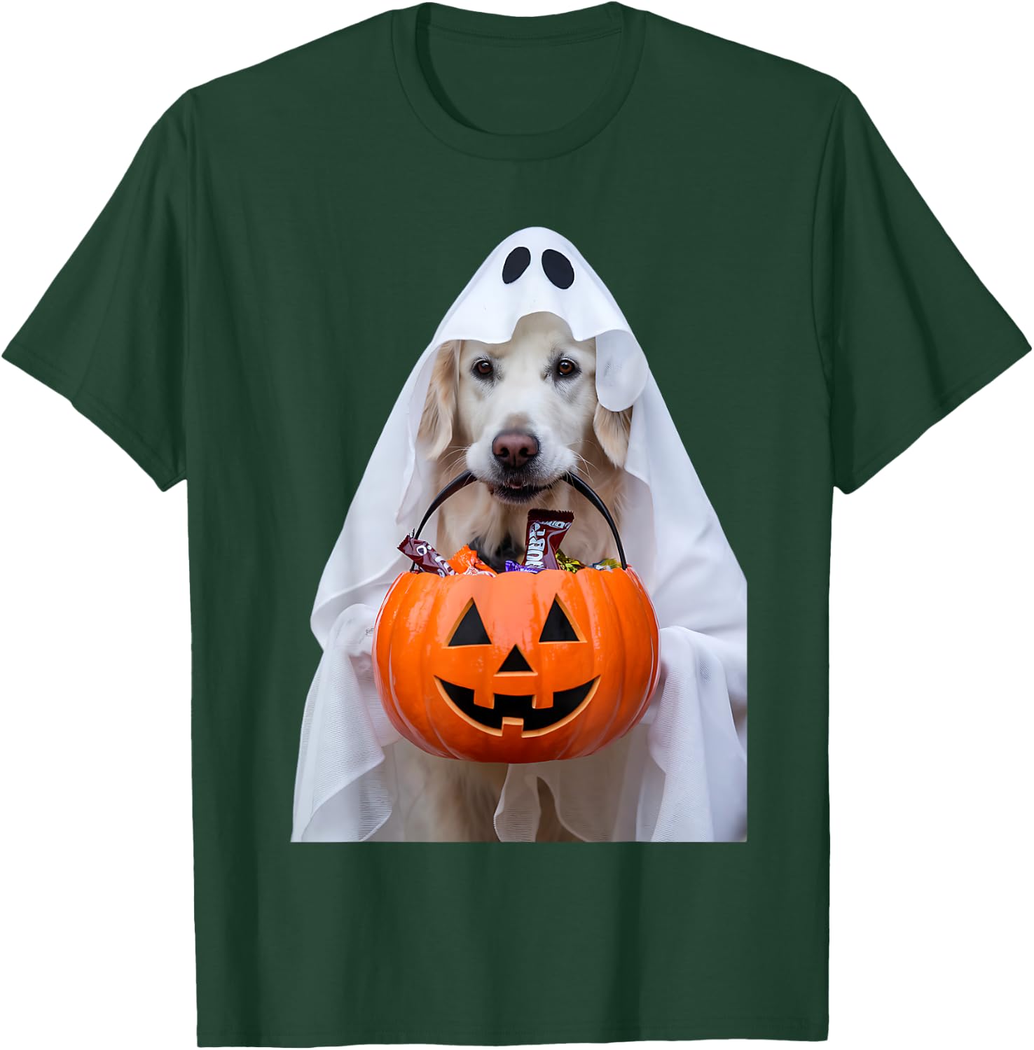 Halloween English Cream Golden Retriever Pumpkin Dog Mom Dad Men Women Girls Kids T-Shirt - T-Shirt | Forest