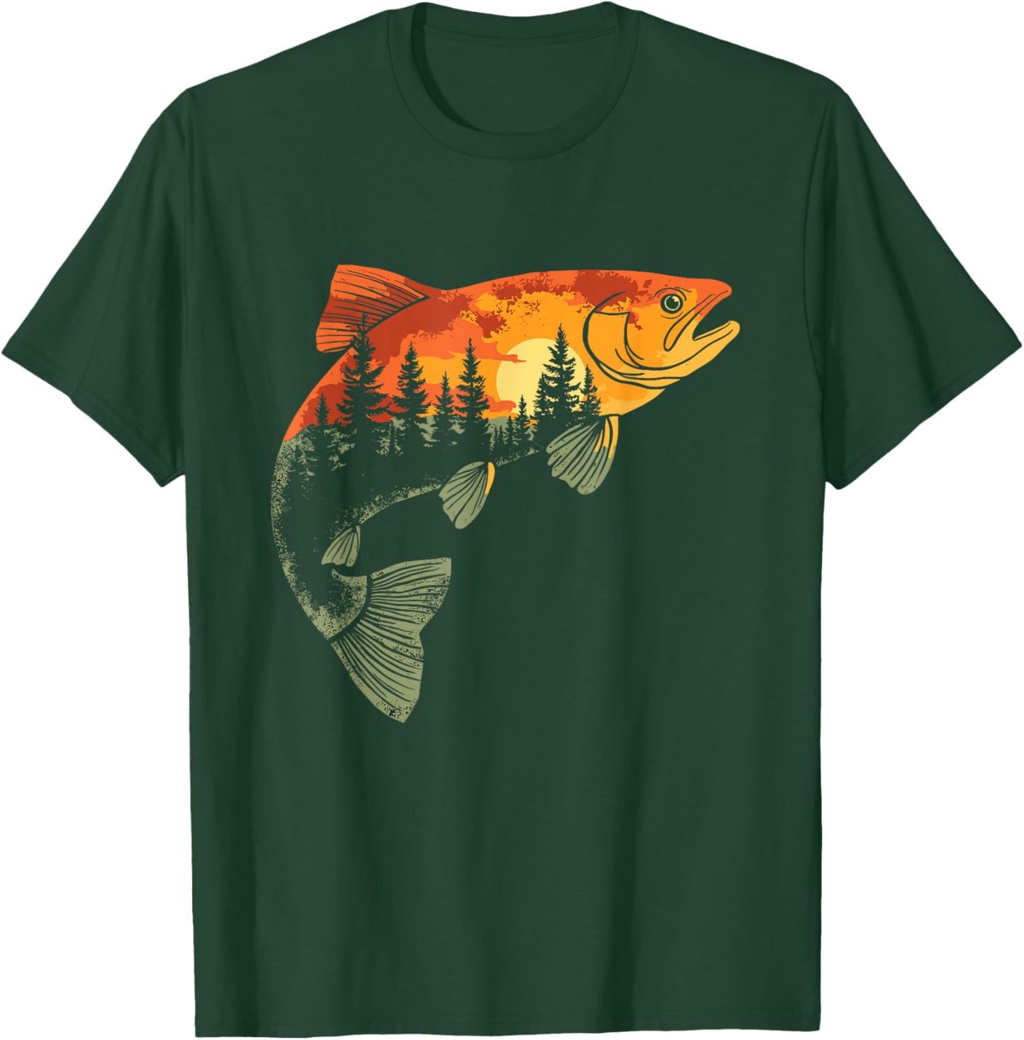 Fishing, Trout, Fly Fishing, Angler Fisherman, Nature Forest T-Shirt - T-Shirt | Forest